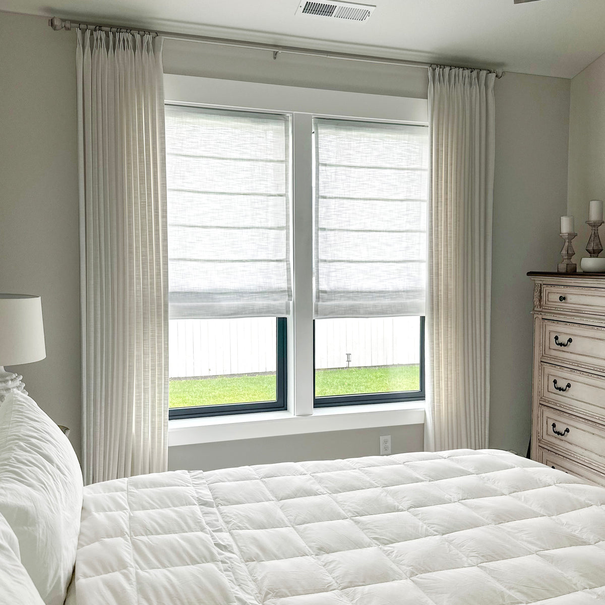 Emilia Cotton Roman Shades: Image 1908-0-3 shows the soft cotton roman shade with neat folds and elegant look.