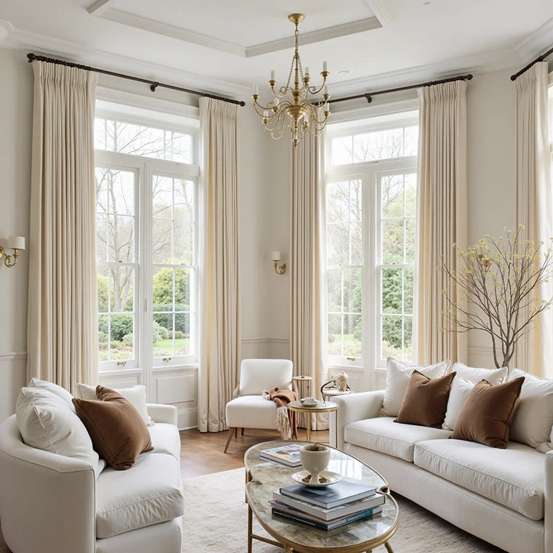 Emilia Cotton Drape Pleated Curtains for Living Room