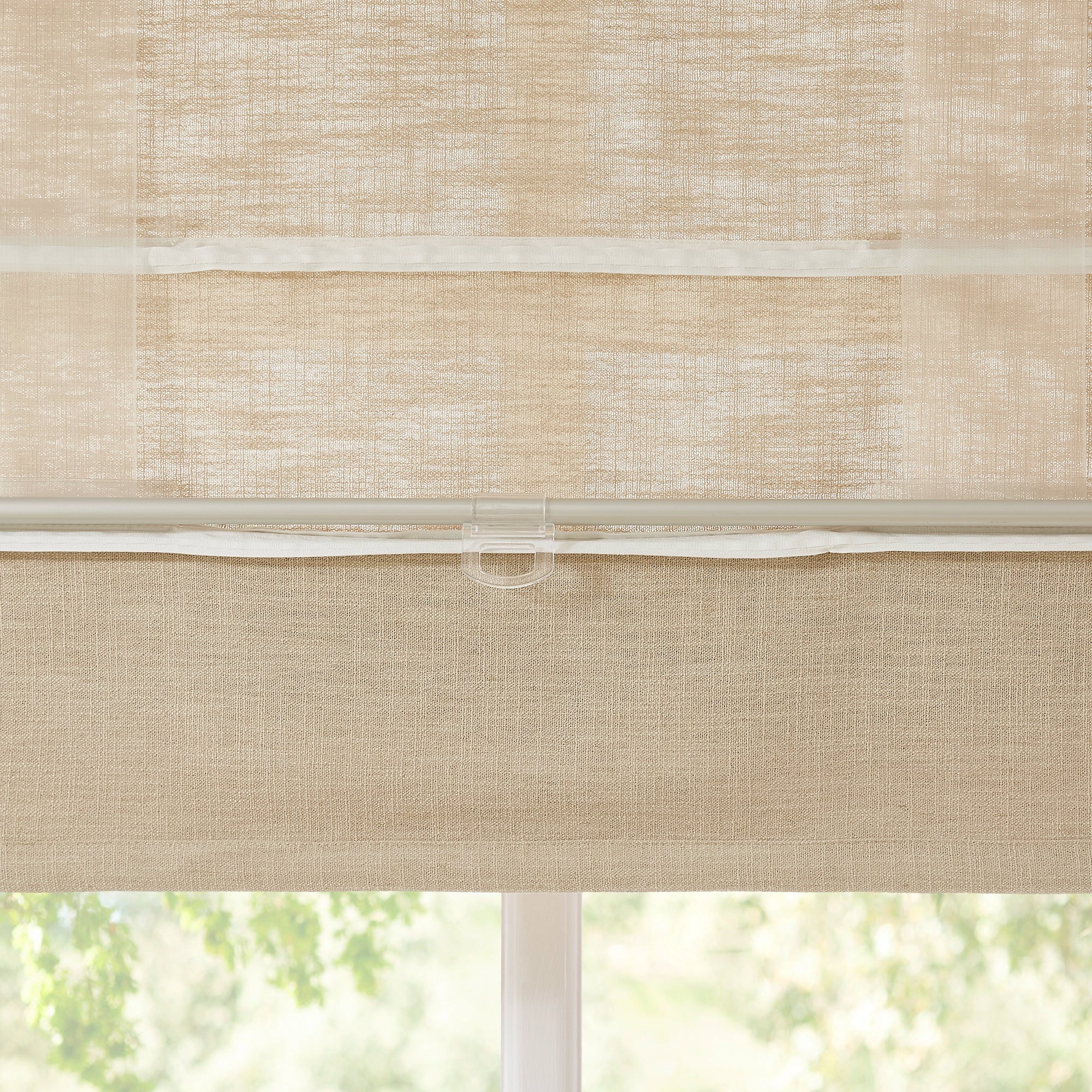 Emilia Textured Cotton Roman Shades: Image 1908-4_scene_4 shows the textured cotton roman shade with elegant folds and soft light filtering.