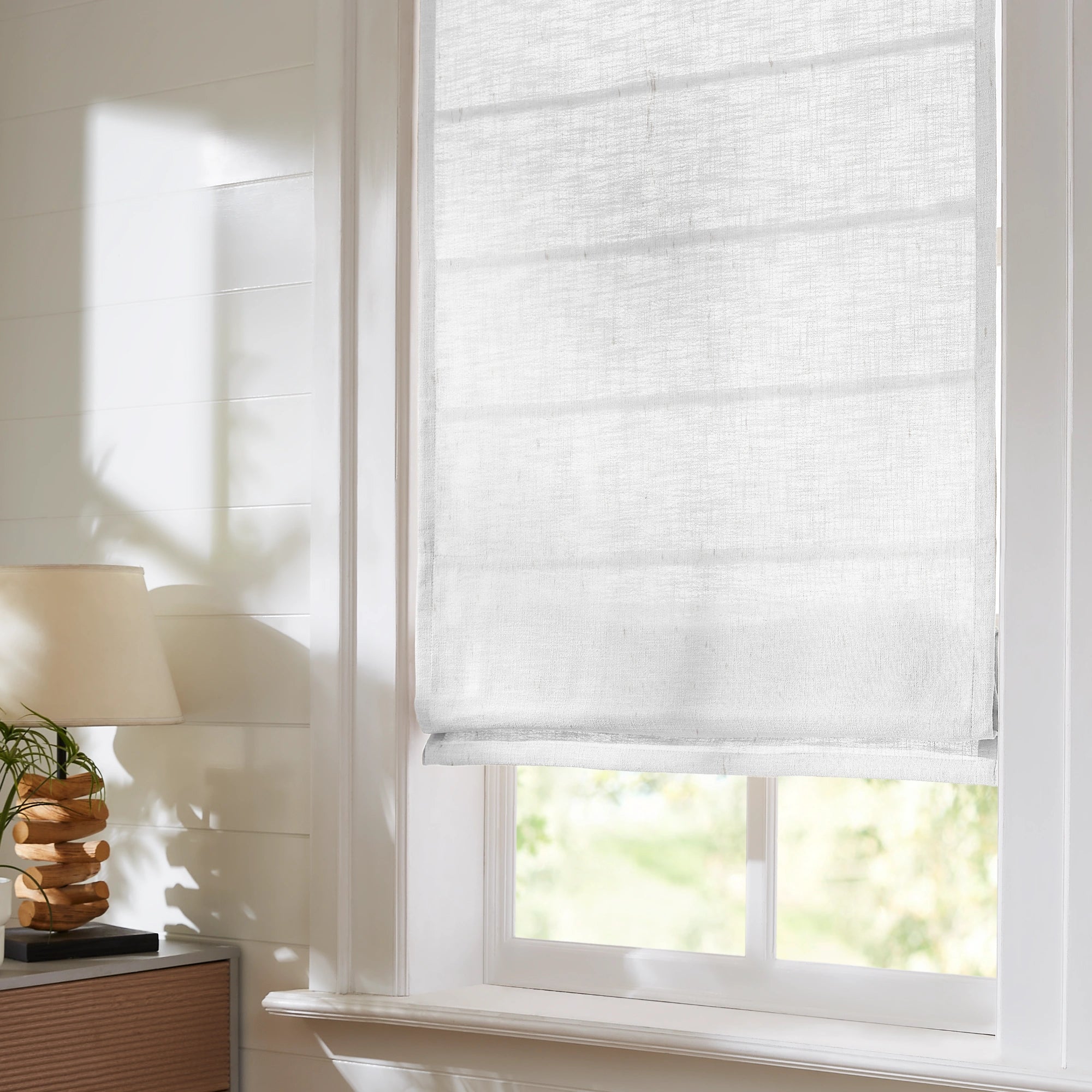 Emilia cotton roman shades model 1908-1 scene 2 showcasing window curtain design