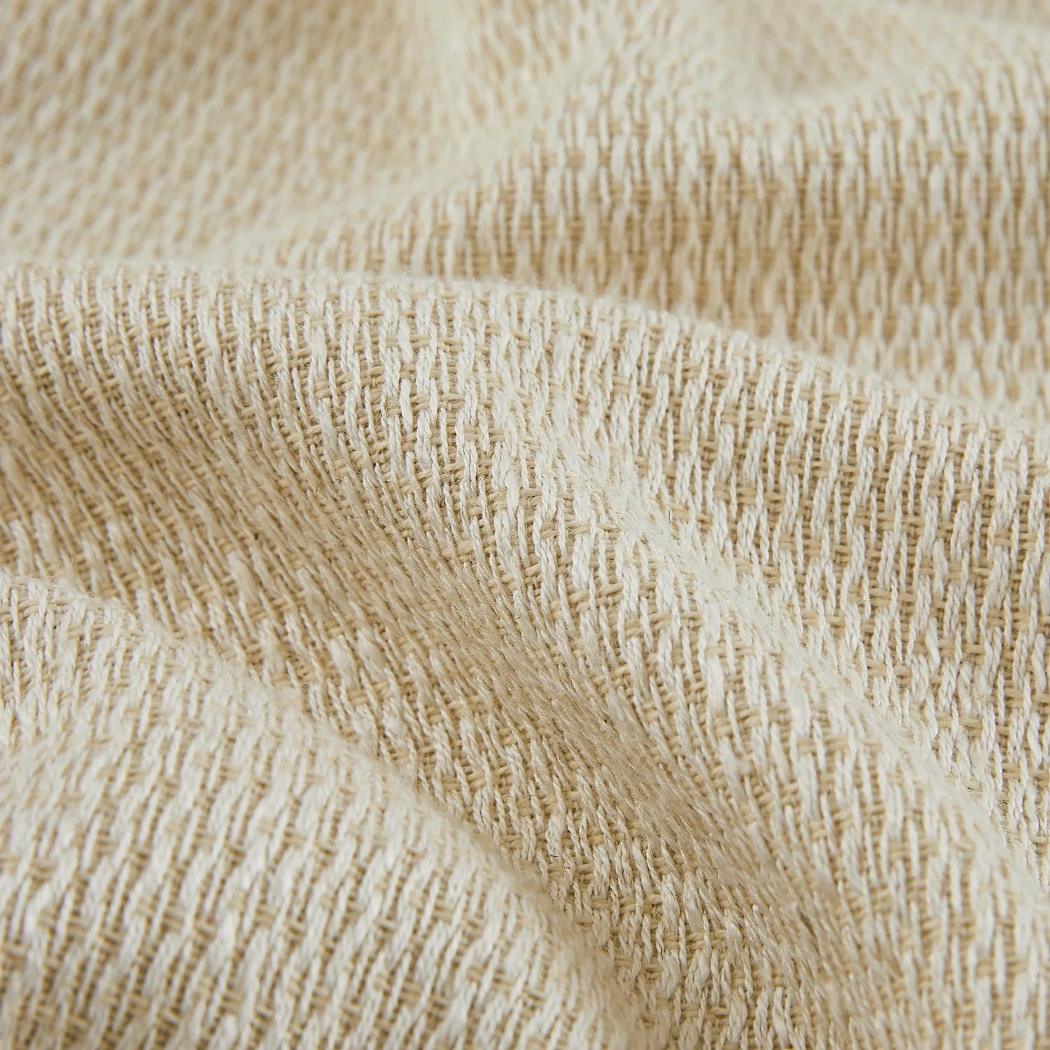 Esmira Woven Texture Cotton-Linen Blend Roman Shades: Image 86981-2_detail_1 highlights the delicate woven texture, breathable cotton-linen blend material and fine craftsmanship of the roman shade.