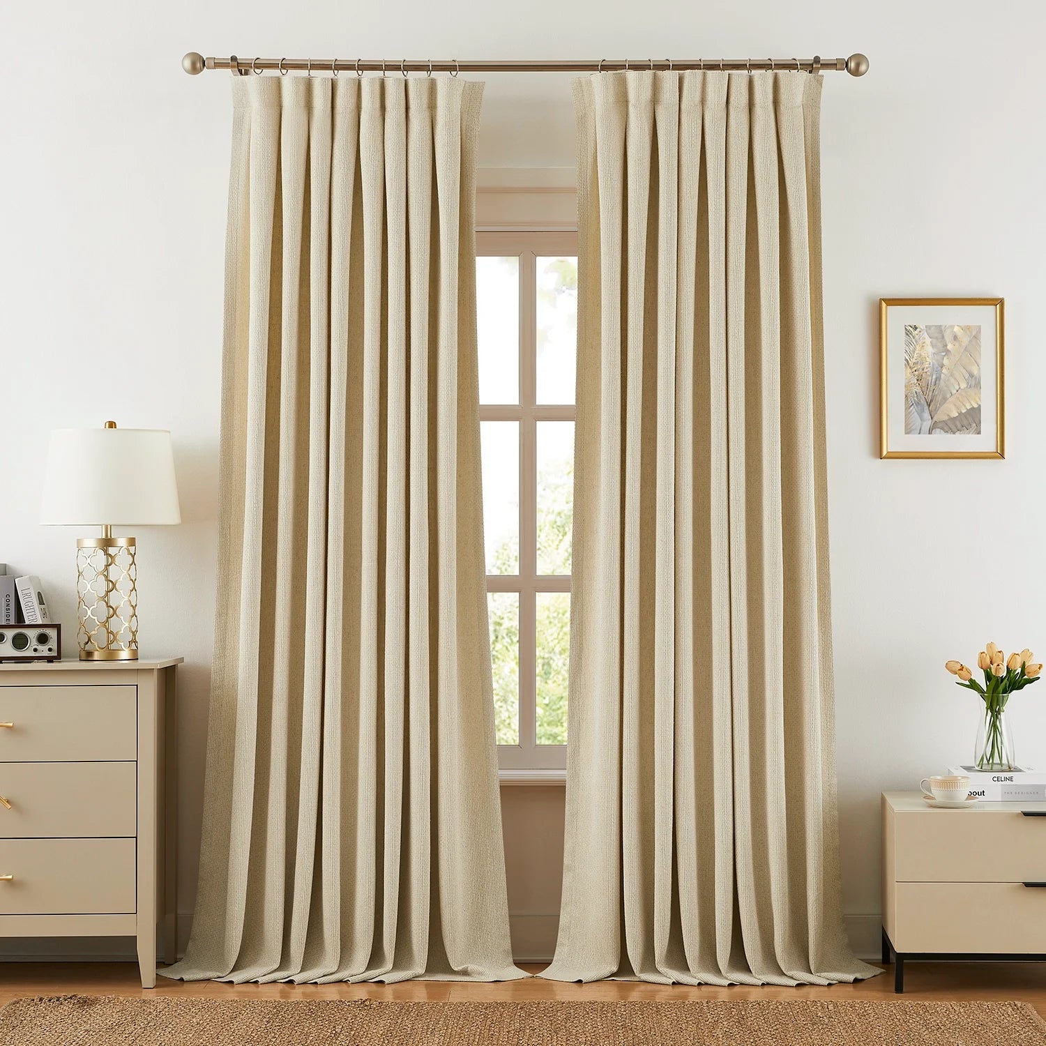 Esmira 86981-2 woven texture cotton-linen blend drapes breathable premium fabric