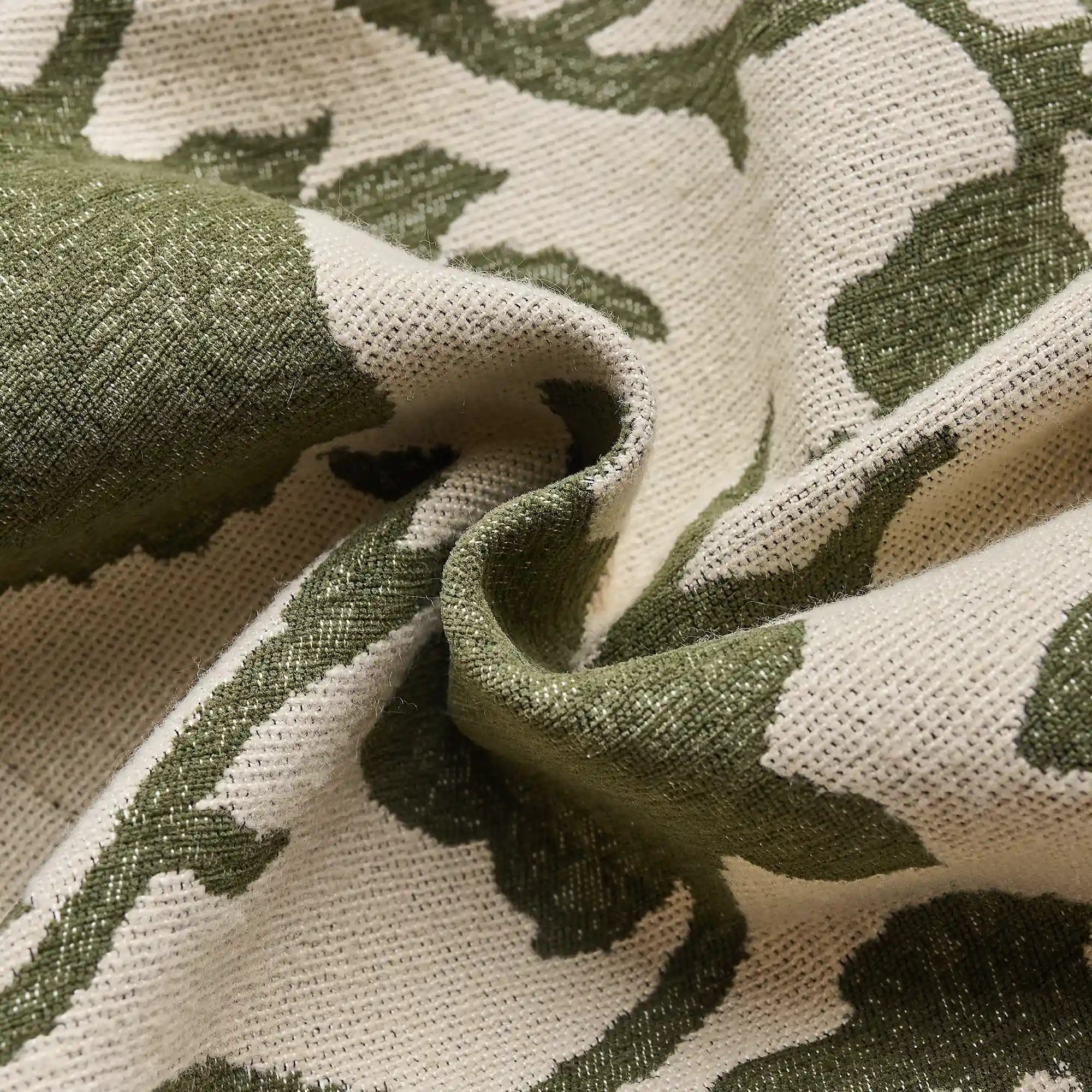 Faelyn Forest Green Botanical Bloom Jacquard Chenille Drapes