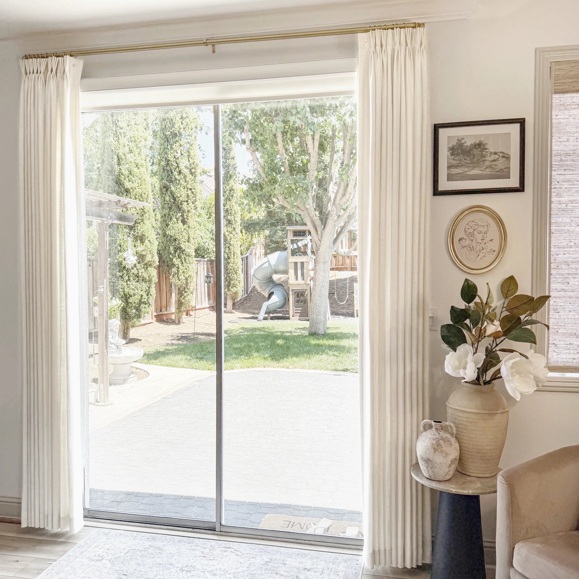 Transform your Living Room with Fiora Cotton Curtains, providing a perfect balance of style and function.