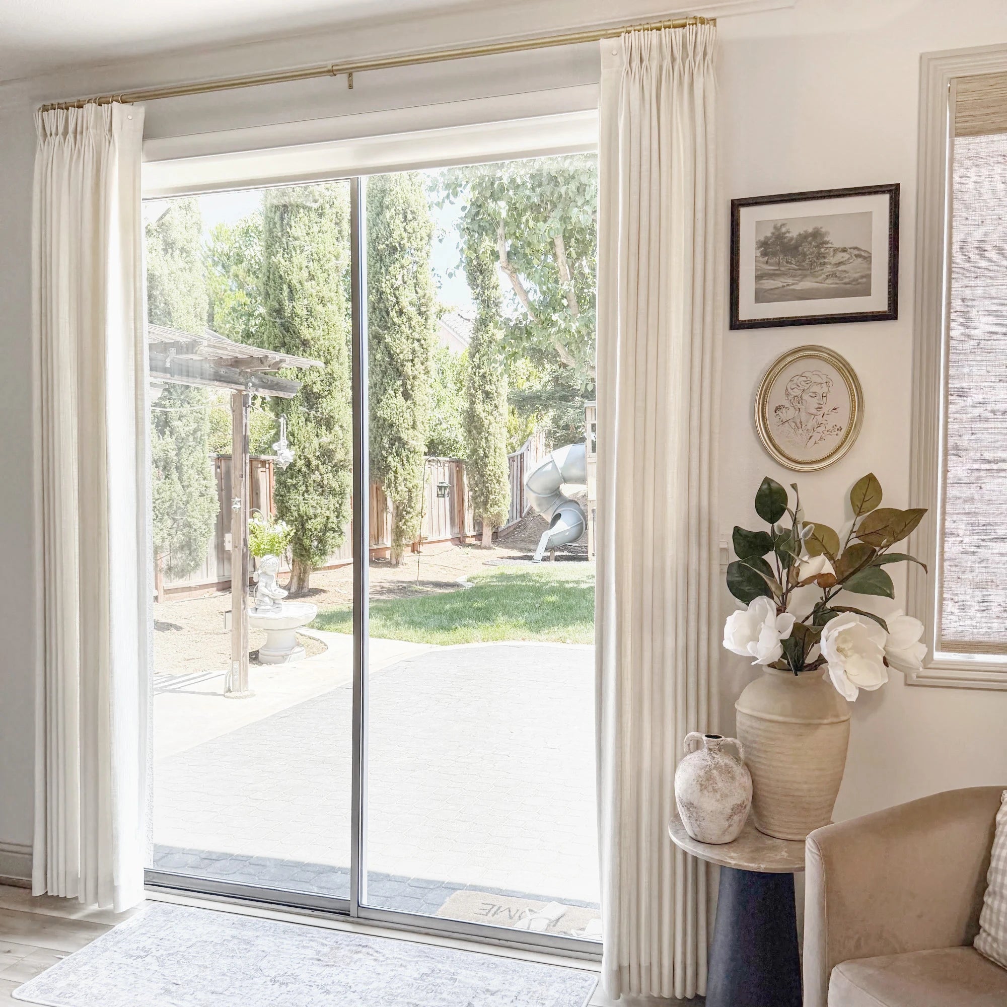 Transform your Living Room with Fiora Cotton Curtains, providing a perfect balance of style and function.