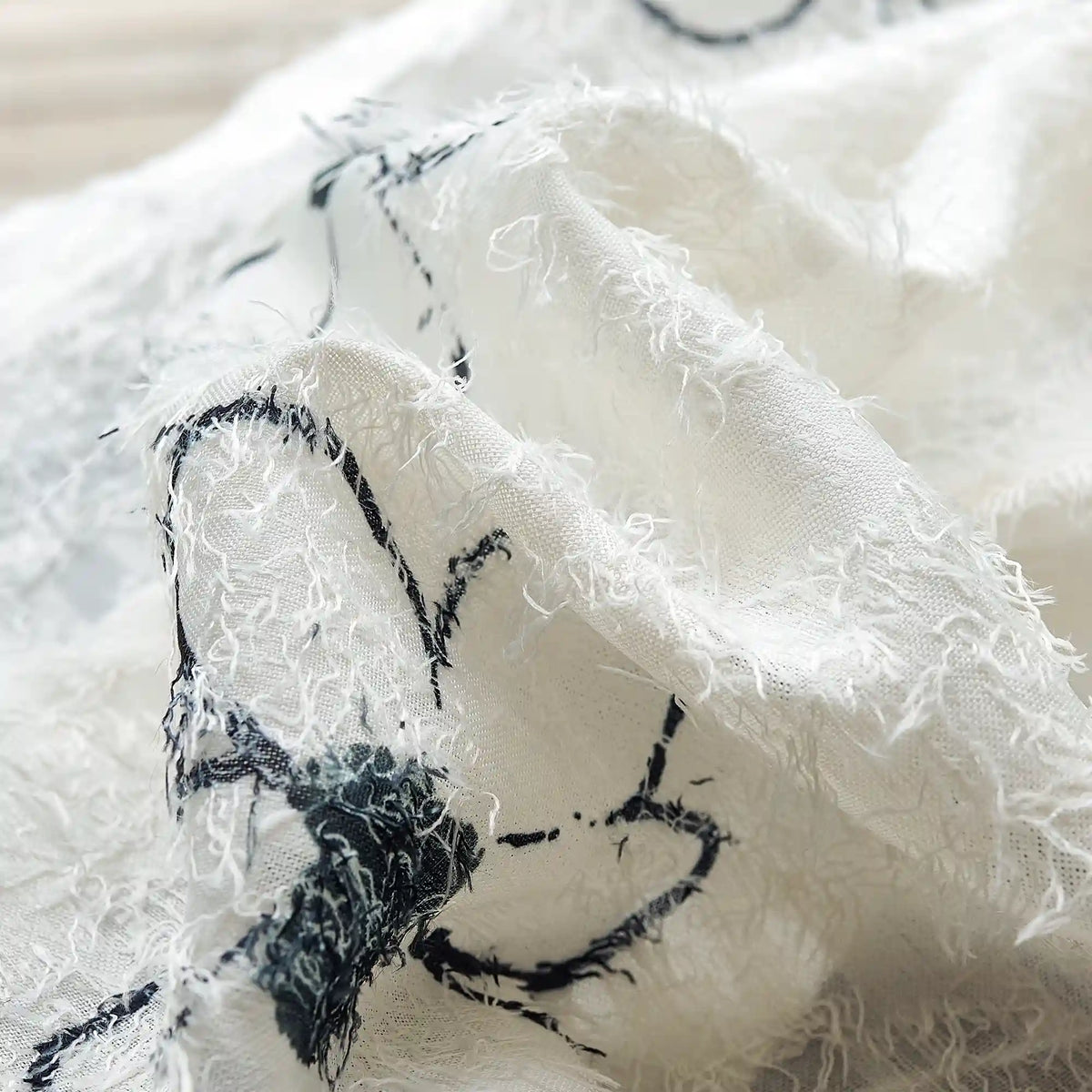 Gineva Black Daisy Print Sheer Curtains