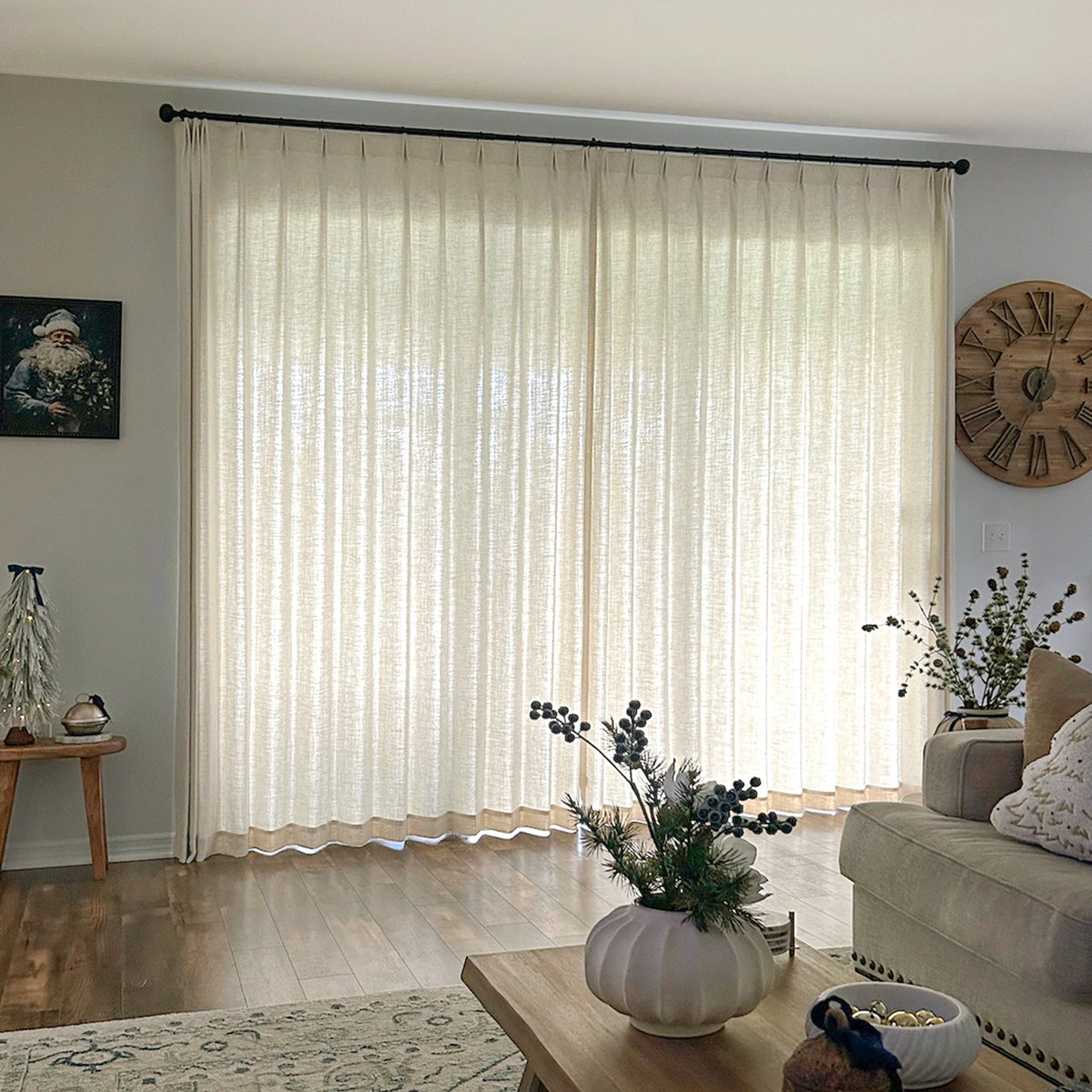 Hestara linen cotton blend textured curtains 609-3-3 showcasing stylish drapes in spacious modern residential interiors