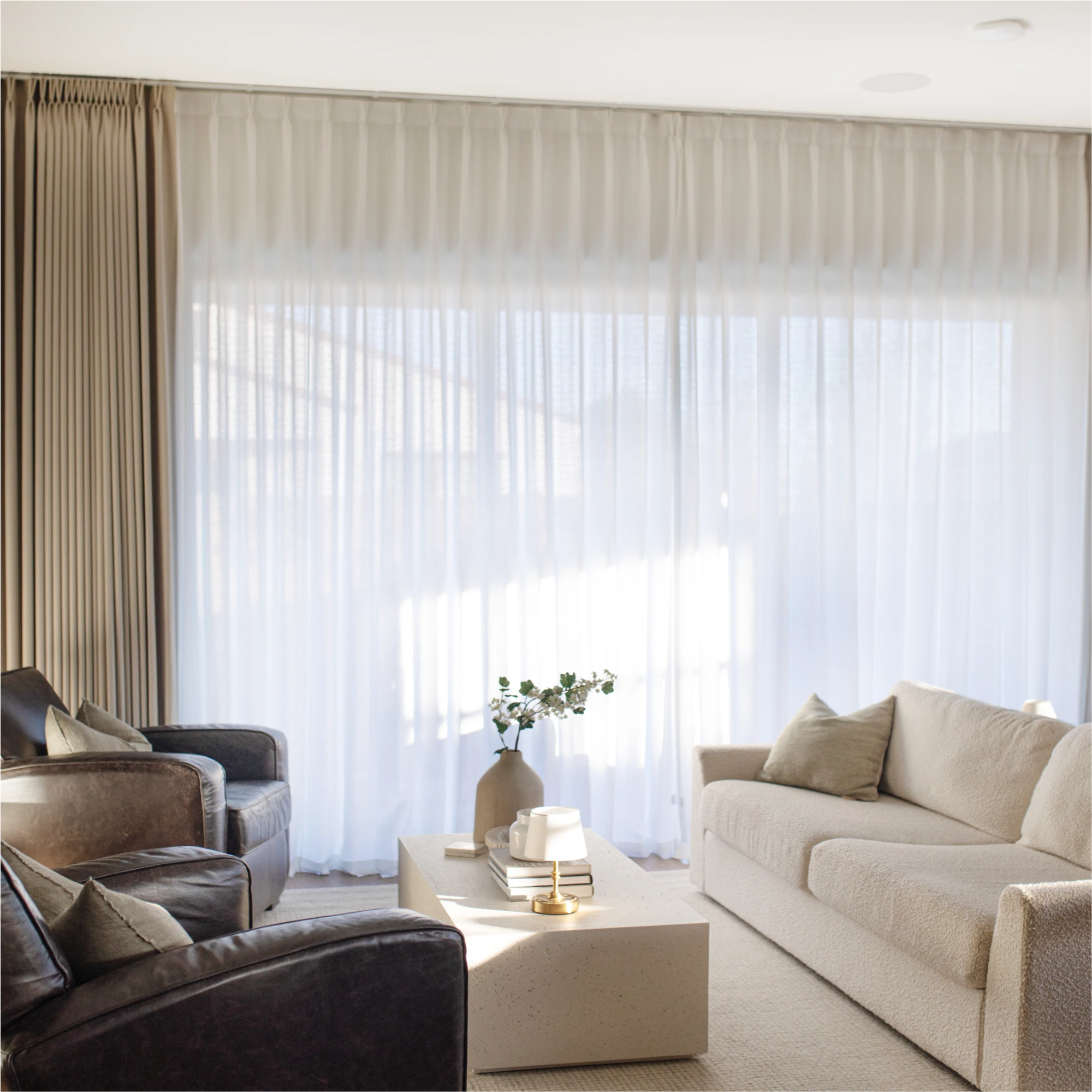 Ilythra cotton curtains in a living room scene view 1 showing soft fabric drape and natural light ambiance