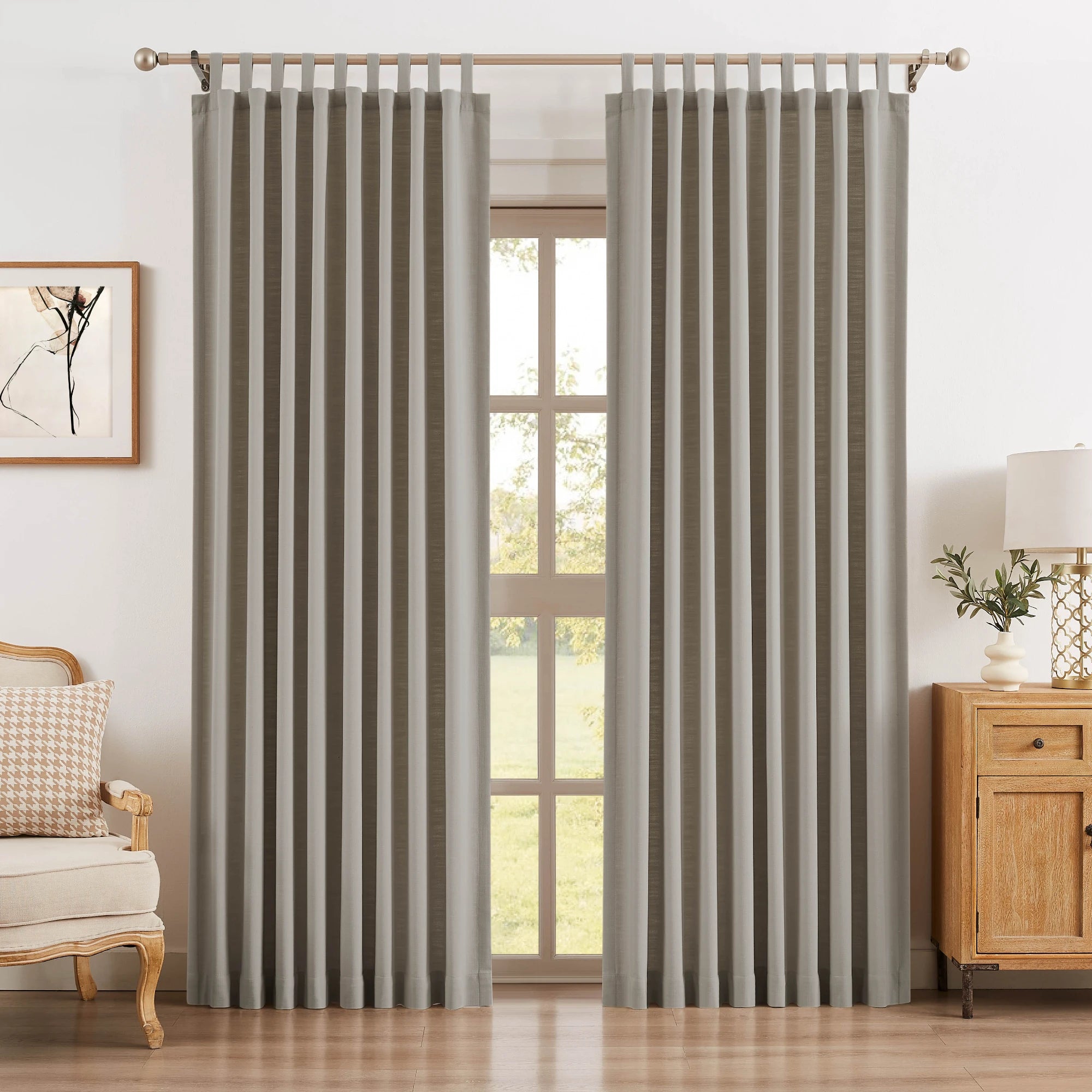 Ilythra cotton-linen light filtering layered double-layer curtain set model 608-4 scene 1 showcasing window curtains