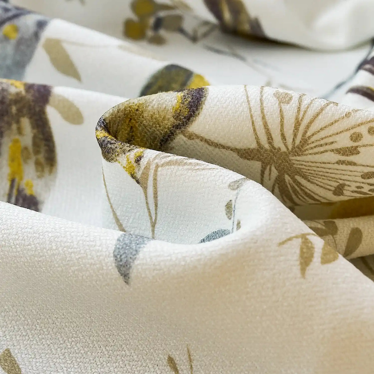 Lina Yellow Warbler & Blossoms Chenille Floral Curtains