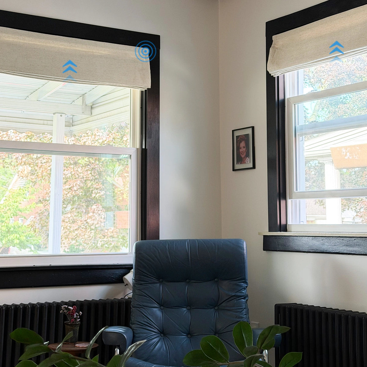 Liranne Smart Motorized Linen-Cotton Herringbone Roman Shades