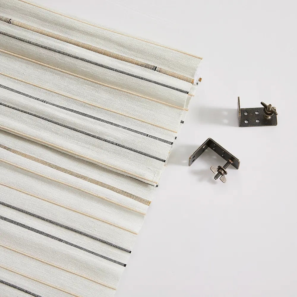 Lirra Natural linen reed bamboo woven shades, soft ambient light filtering with natural texture, detail display