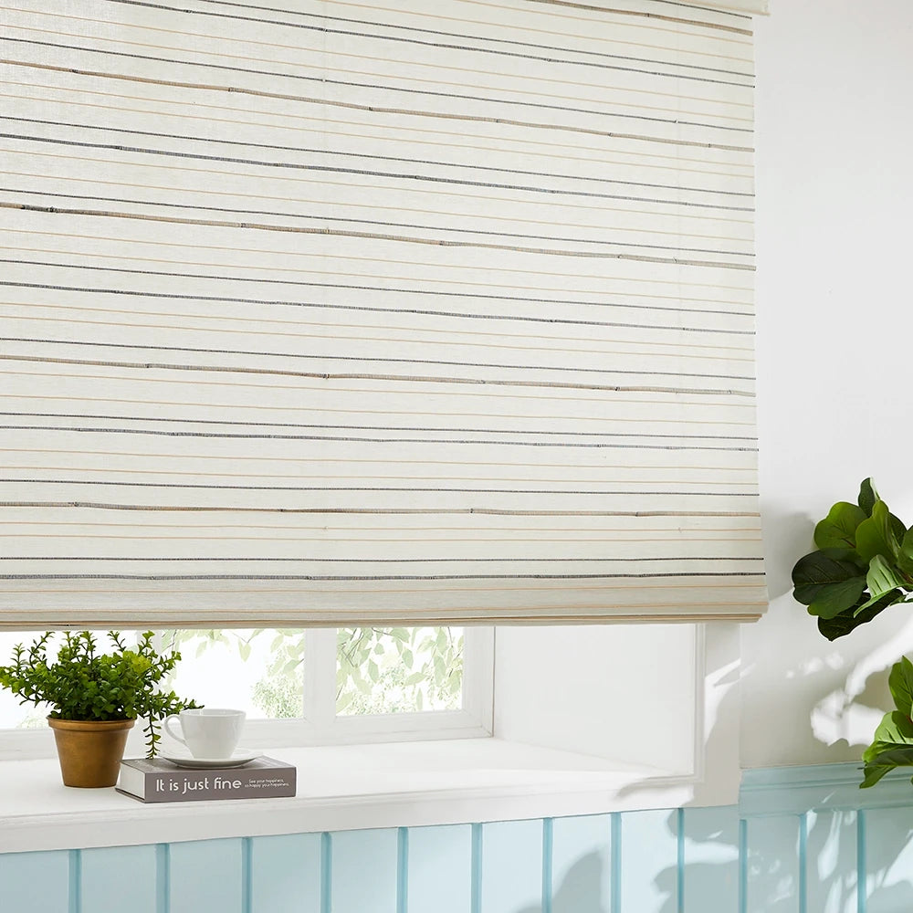 Lirra Natural linen reed bamboo woven shades, soft ambient light filtering with natural texture