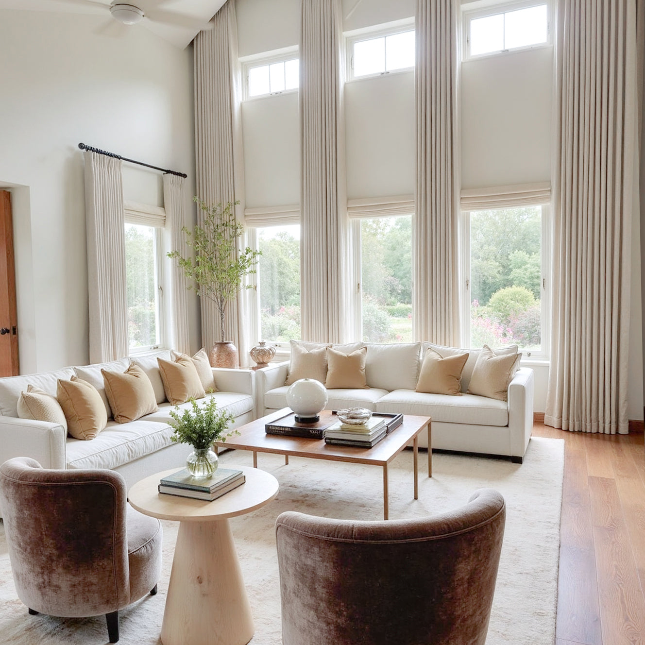 Luciana Custom Semi-Sheer Curtains Pleated Linen Drapes for Living Room & Bedroom