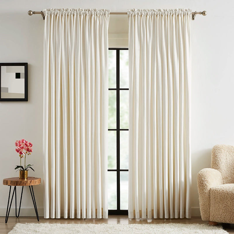 Luna Velvet Ripple Fold Drapery - Luxurious Drapes for Living Room and Bedroom