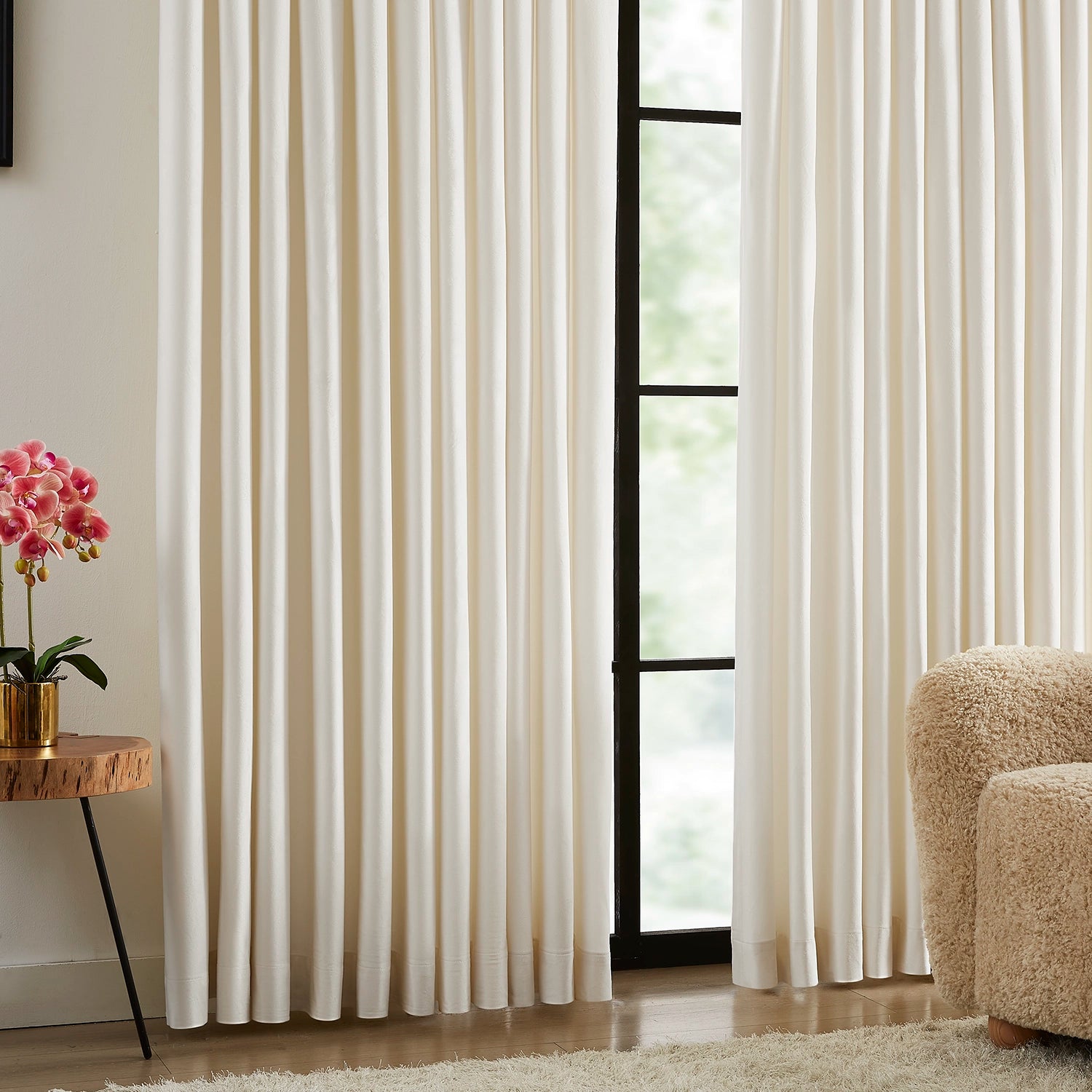 Luna A5018-01_scene_5 premium velvet drapery with elegant draping effect in a modern home interior