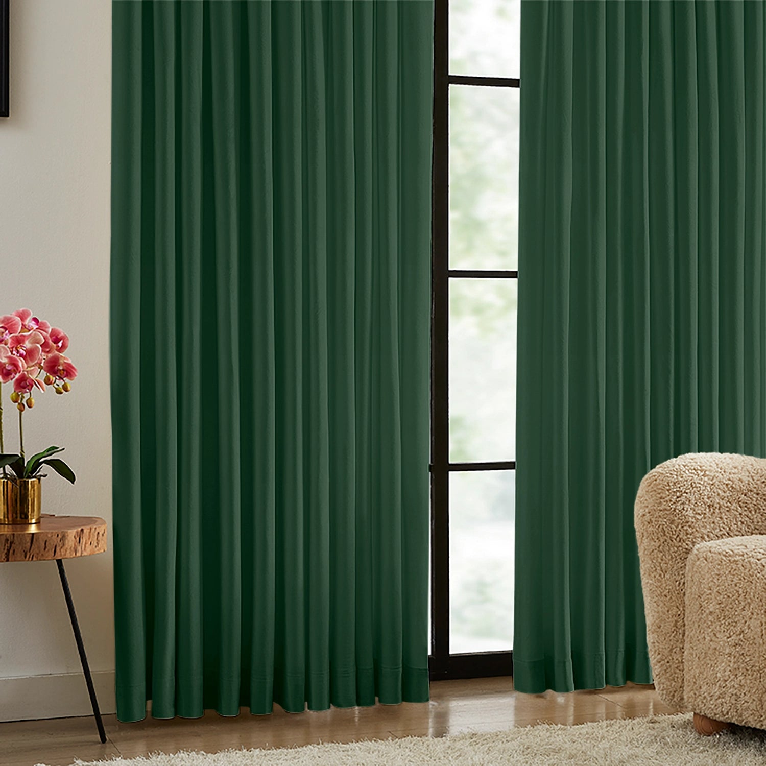 Luna A5018-76 velvet ripple fold drapery, luxurious and soft velvet fabric detail display