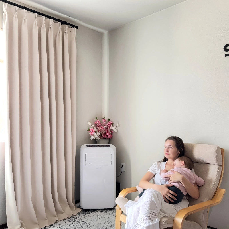 Lyra velvet-like texture blackout curtains cloud-1 scene 2 showcasing the luxurious soft fabric and elegant blackout draping effect in a modern home interior