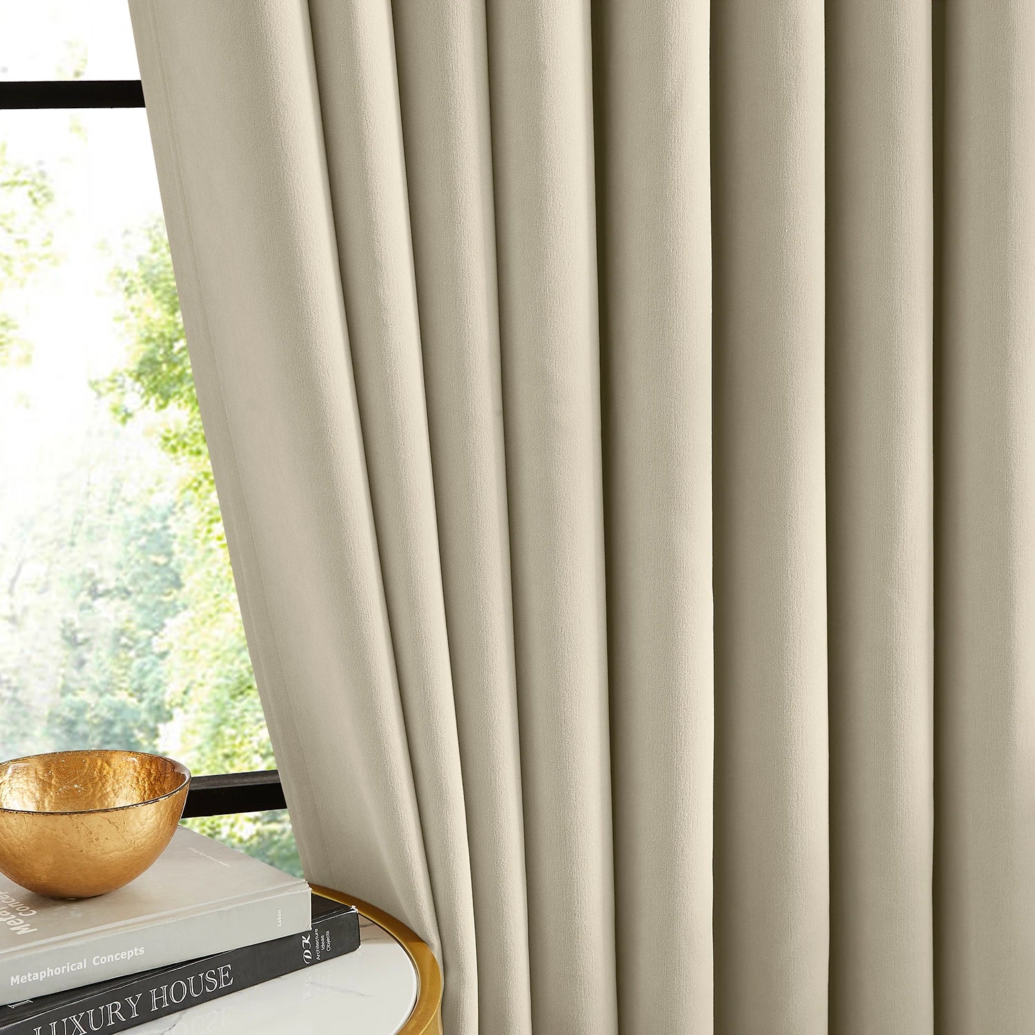 Lyra Velvet-Like Texture Blackout Curtains - Luxurious Drapes cloud-1_scene_3 showcasing elegant drape effect, plush velvet-like texture and refined home window decor
