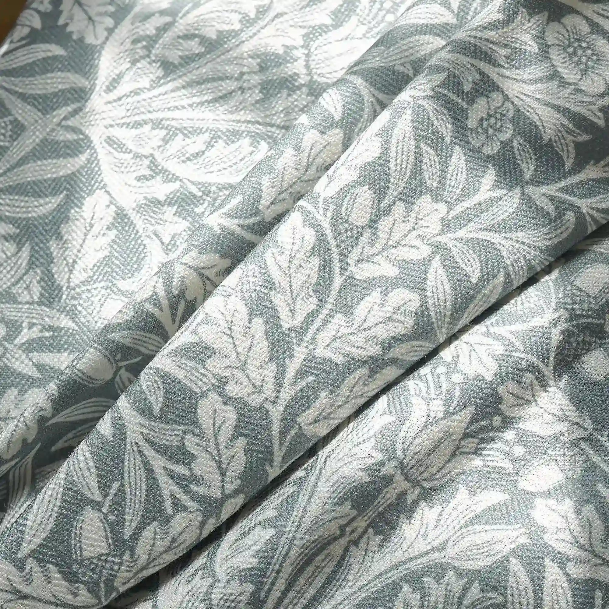 Mae H-006_detail_3 duck egg blue vintage botanical print linen drapes detail display