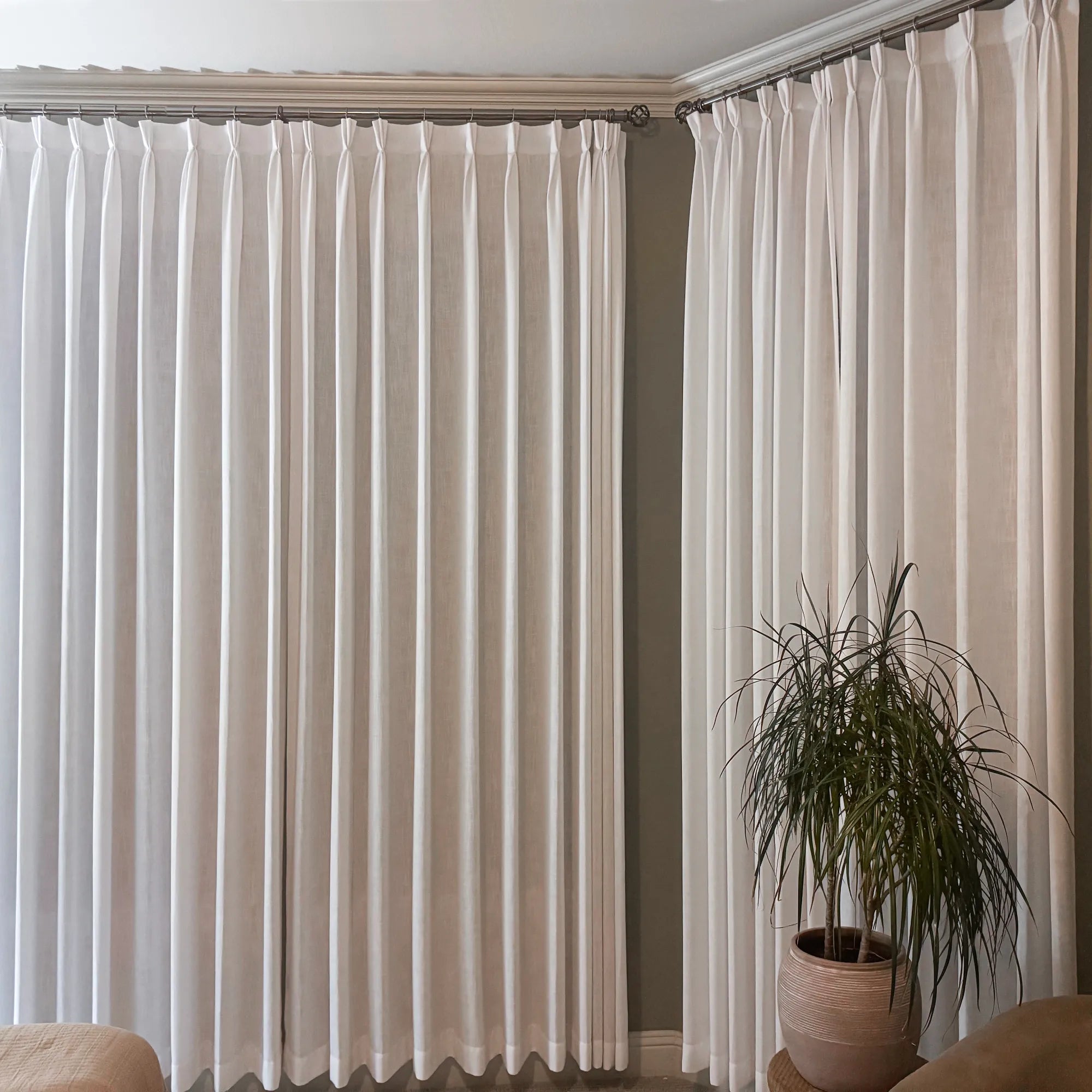 Marisol K1011-2 linen curtains elegant pleated drapes showcased in a product image highlighting the curtains