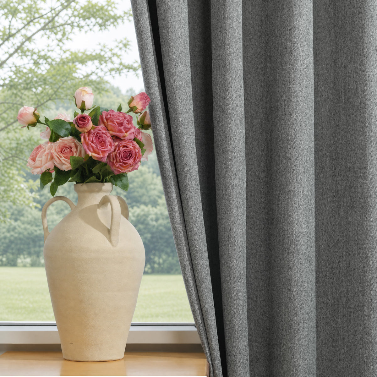 Melioraen Heathered Textured 100% Blackout Curtains
