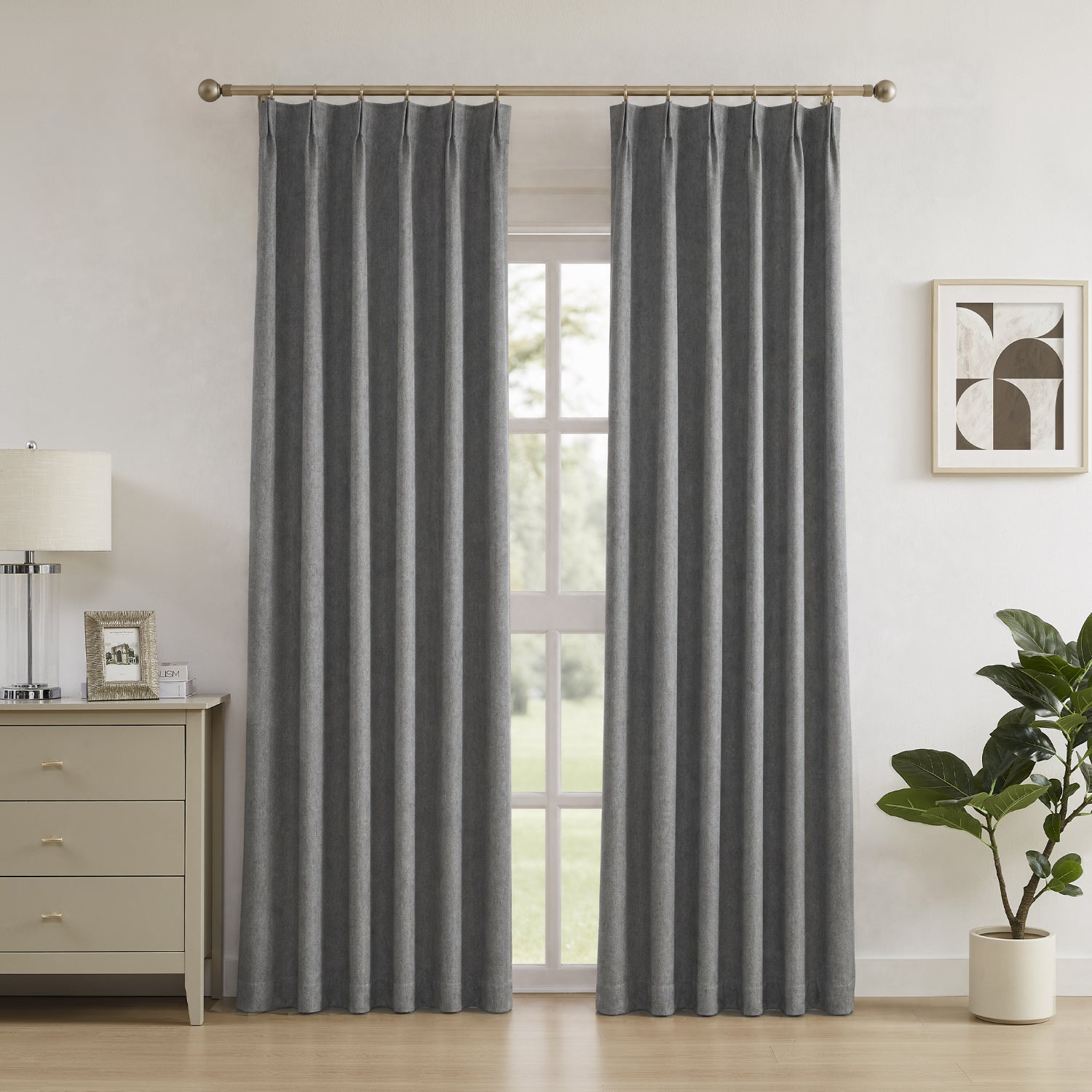 Melioraen Heathered Textured 100% Blackout Curtains