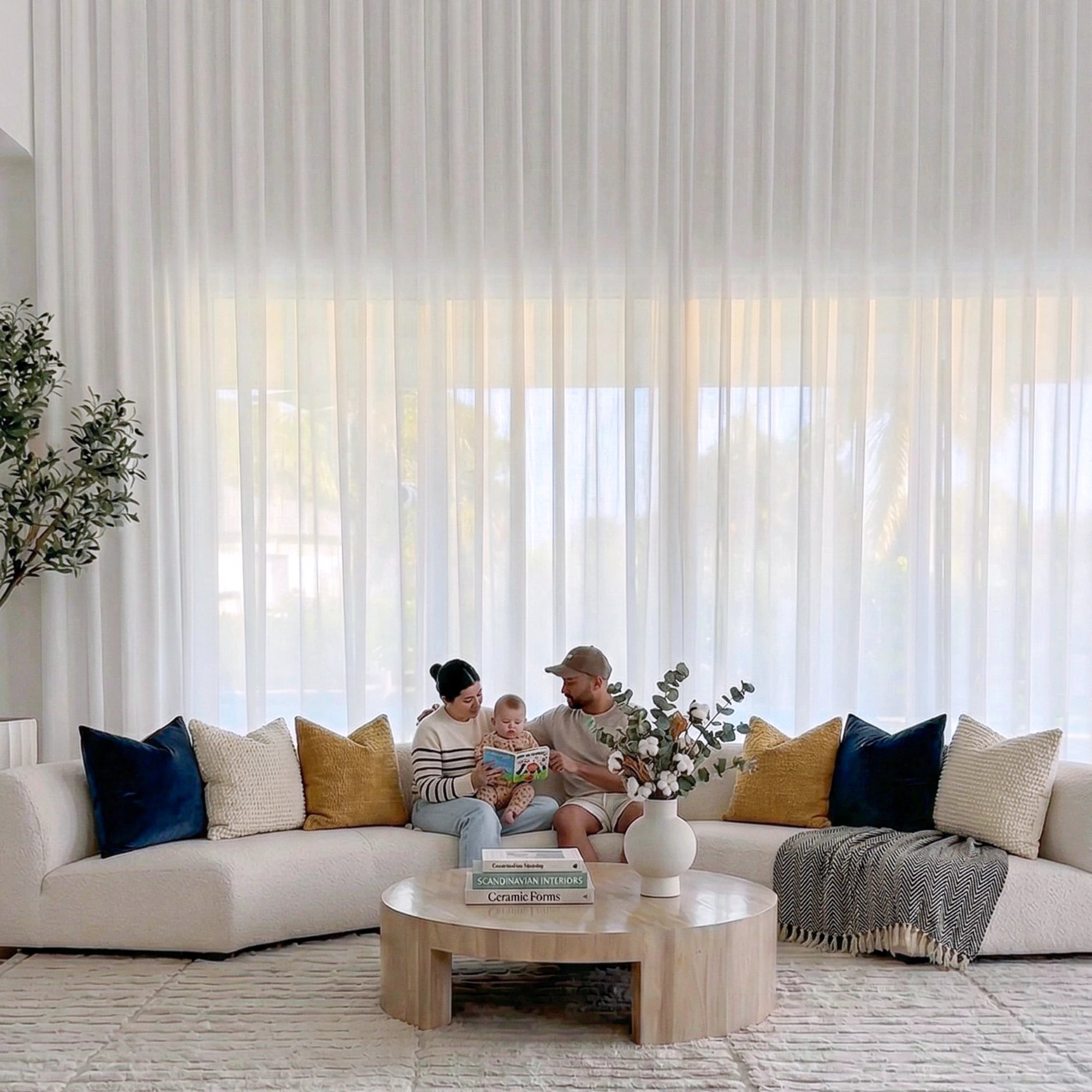 Mira 6320-1-1 solid sheer light filtering curtains main product photo showcasing the drapes in a home setting