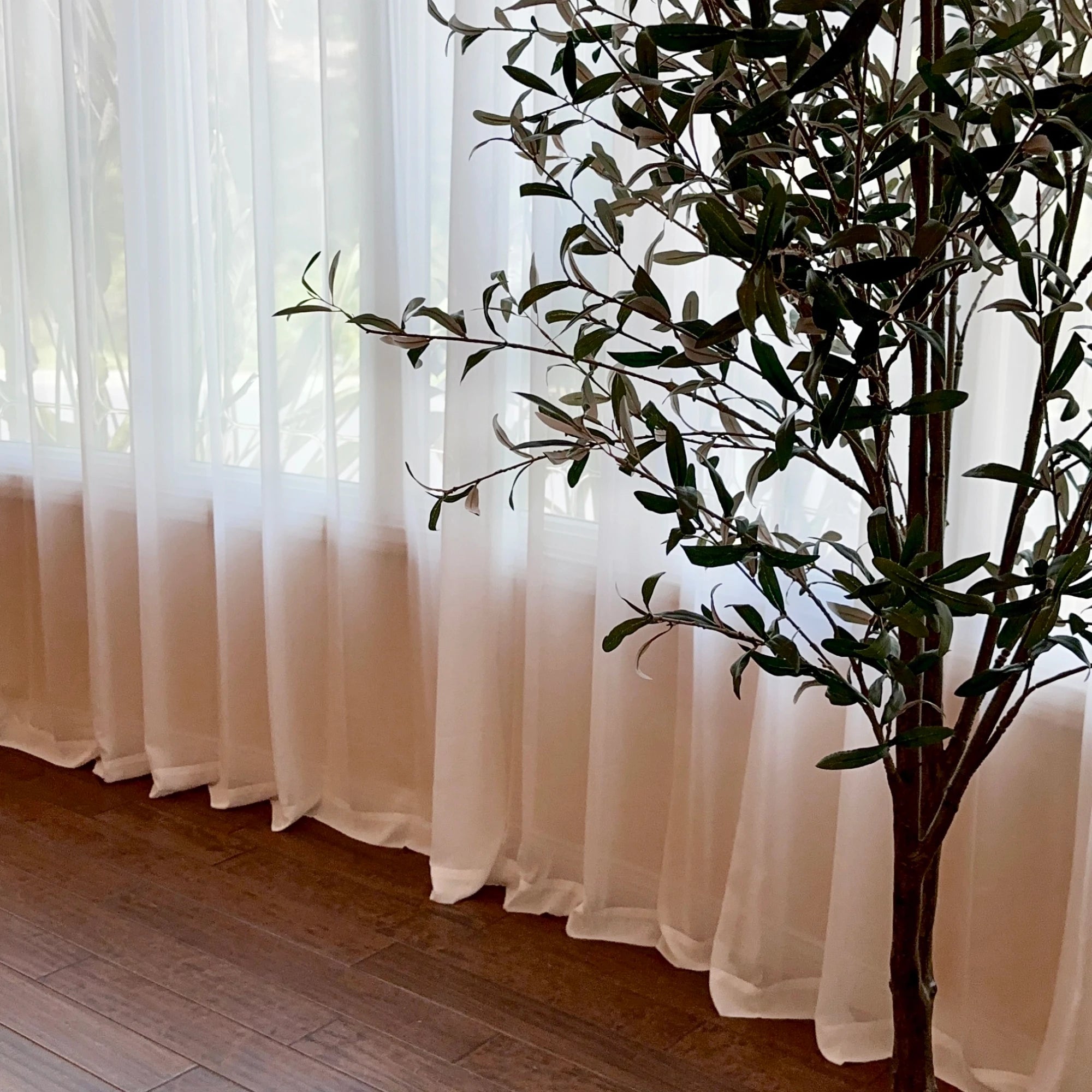 Mira Solid Sheer Curtains for Large Windows - Light Filtering Drapes 6320-1_3 showcasing closed sheer curtains | Product Display