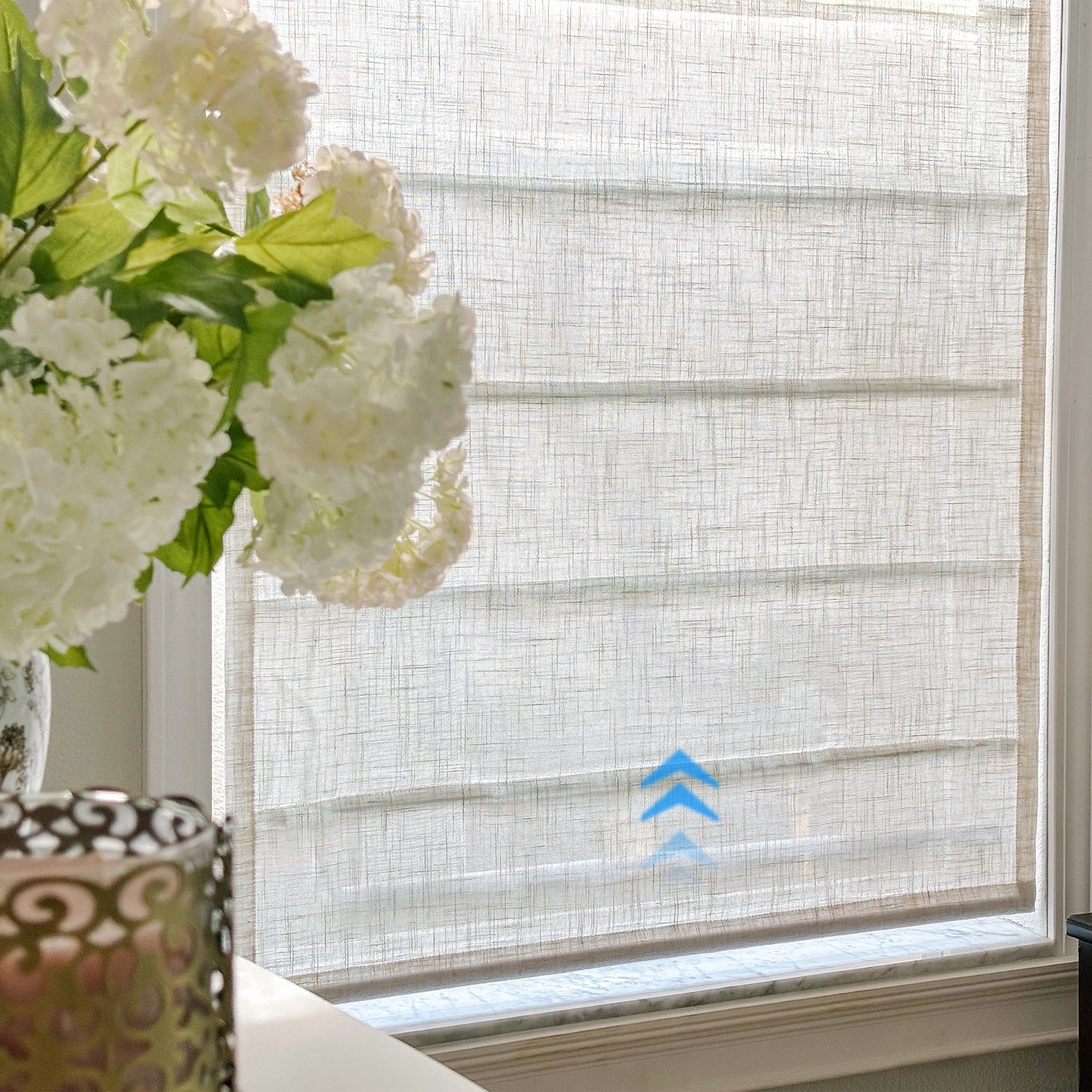 Miravel Smart Motorized Linen Blend Sheer Roman Shades