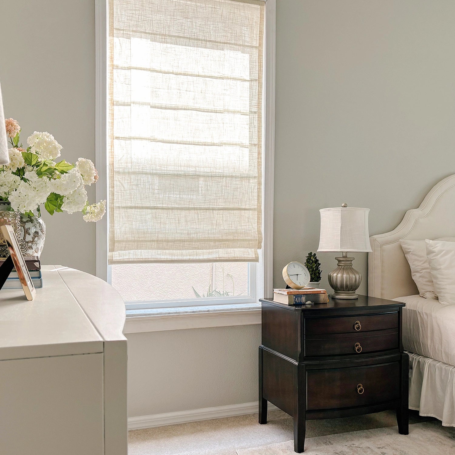 Miravel Smart Motorized Linen Blend Sheer Roman Shades