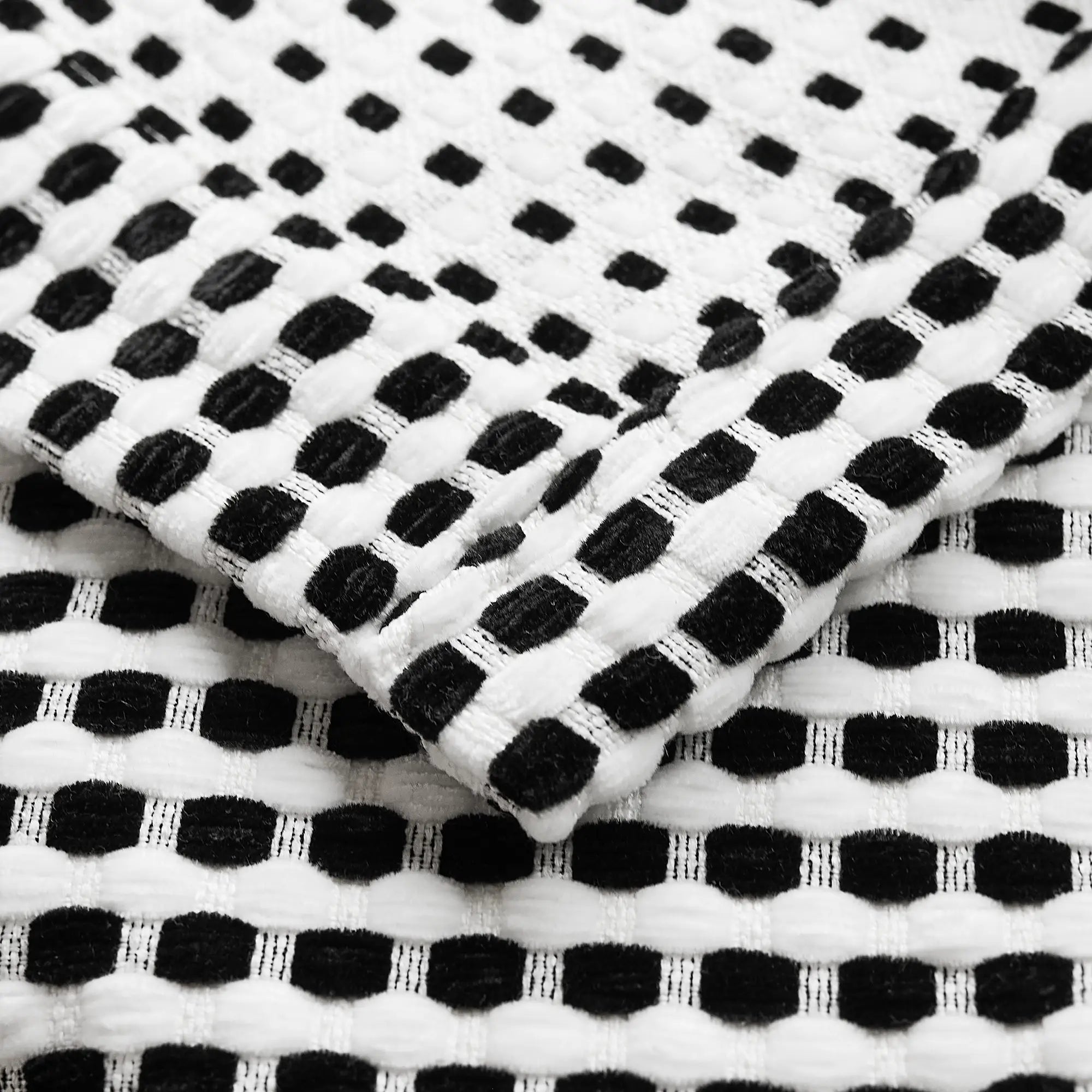 Mirelle Black & White Geometric Grid Jacquard Drapes