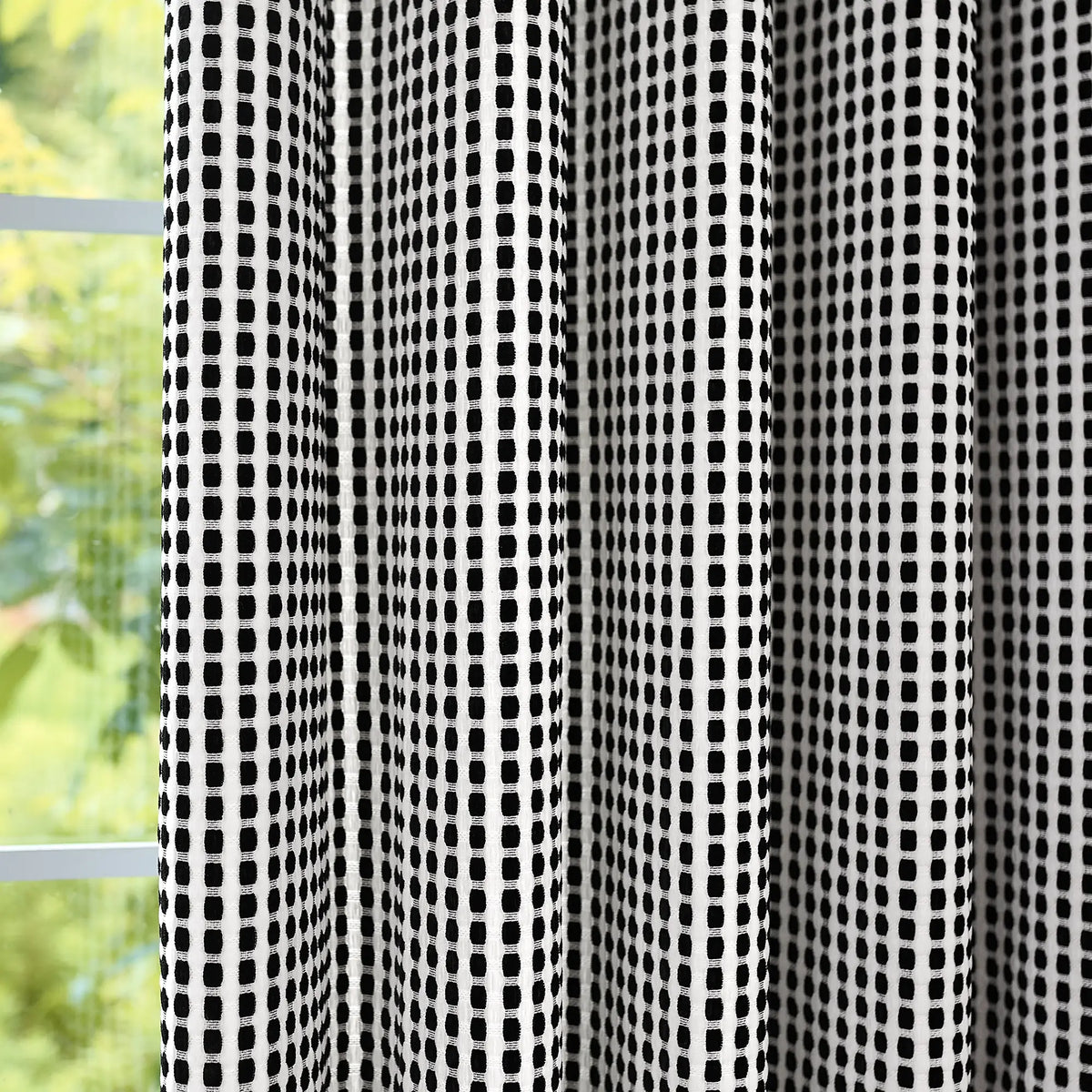 Mirelle Black & White Geometric Grid Jacquard Drapes