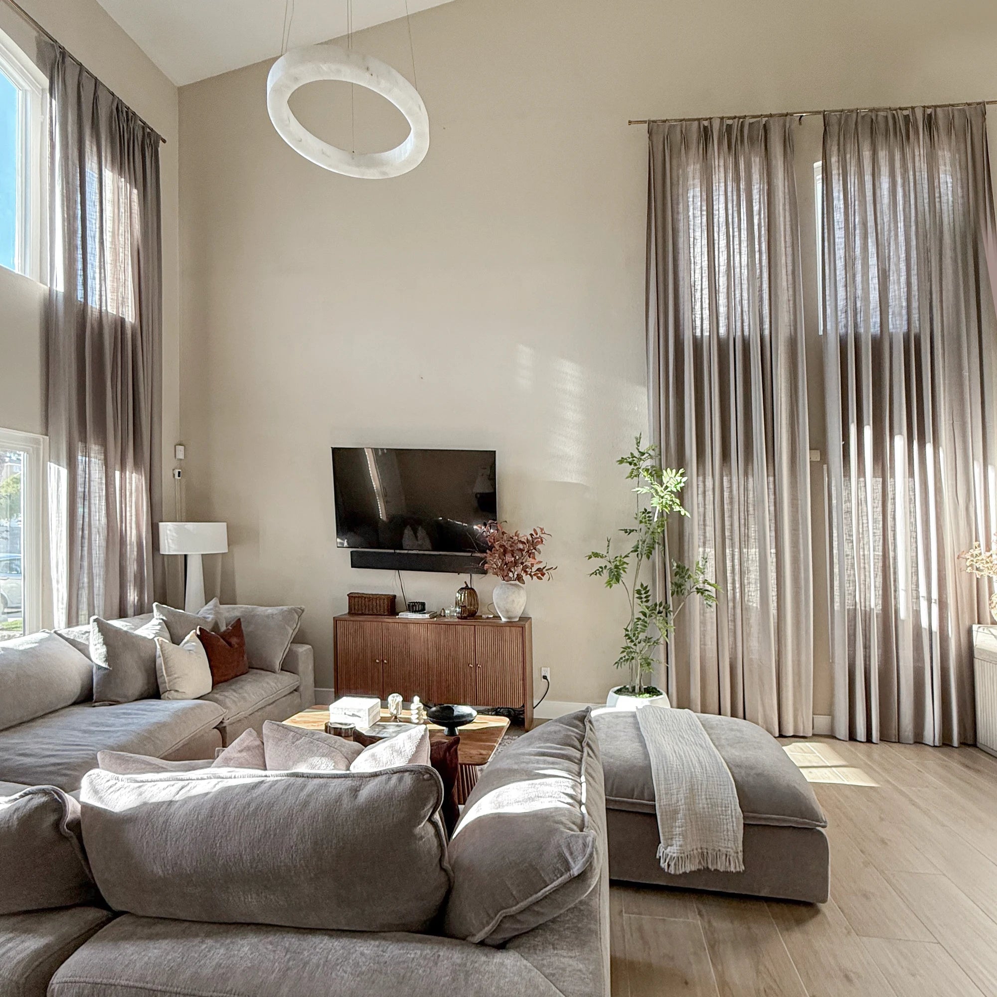 Nina 2020-11-2 cotton blend drapery light filtering curtains showcased in a product image