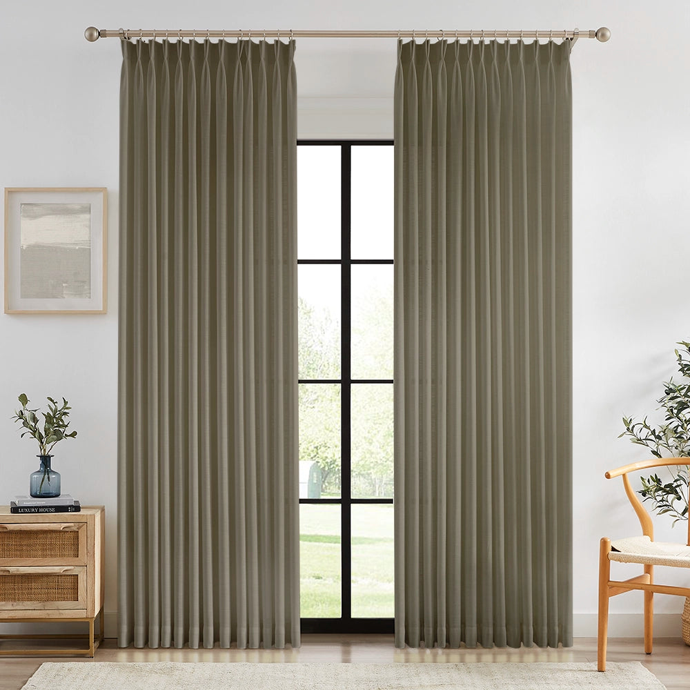 Nina Linen Blend Drapery Pleat – Elegant Light Filtering Curtains for Living Room & Dining Room
