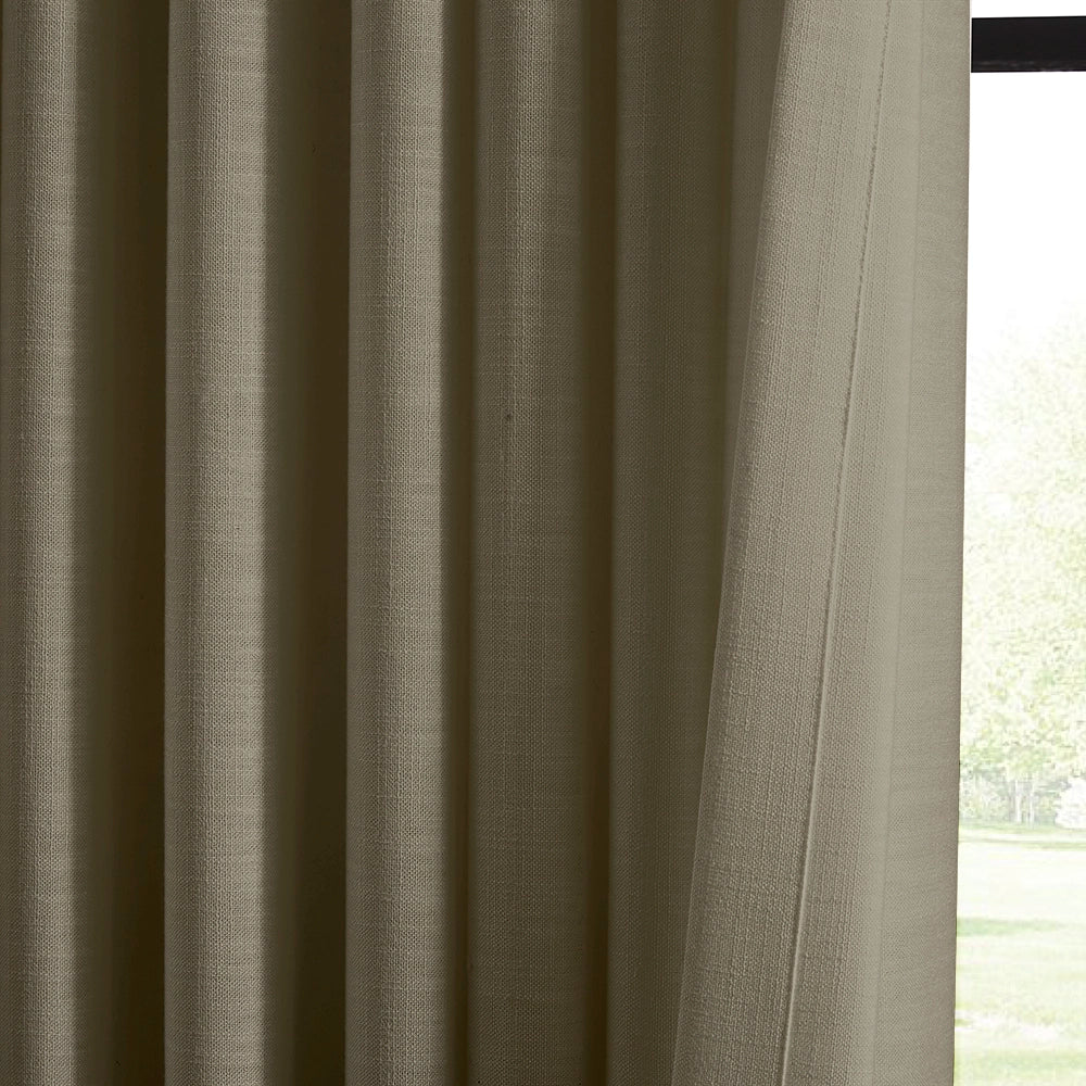 Nina cotton blend drapery light filtering curtains detail, overall appearance with front and back views