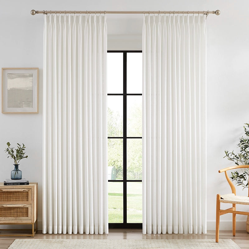 Nina Linen Blend Drapery Pleat – Elegant Light Filtering Curtains for Living Room & Dining Room