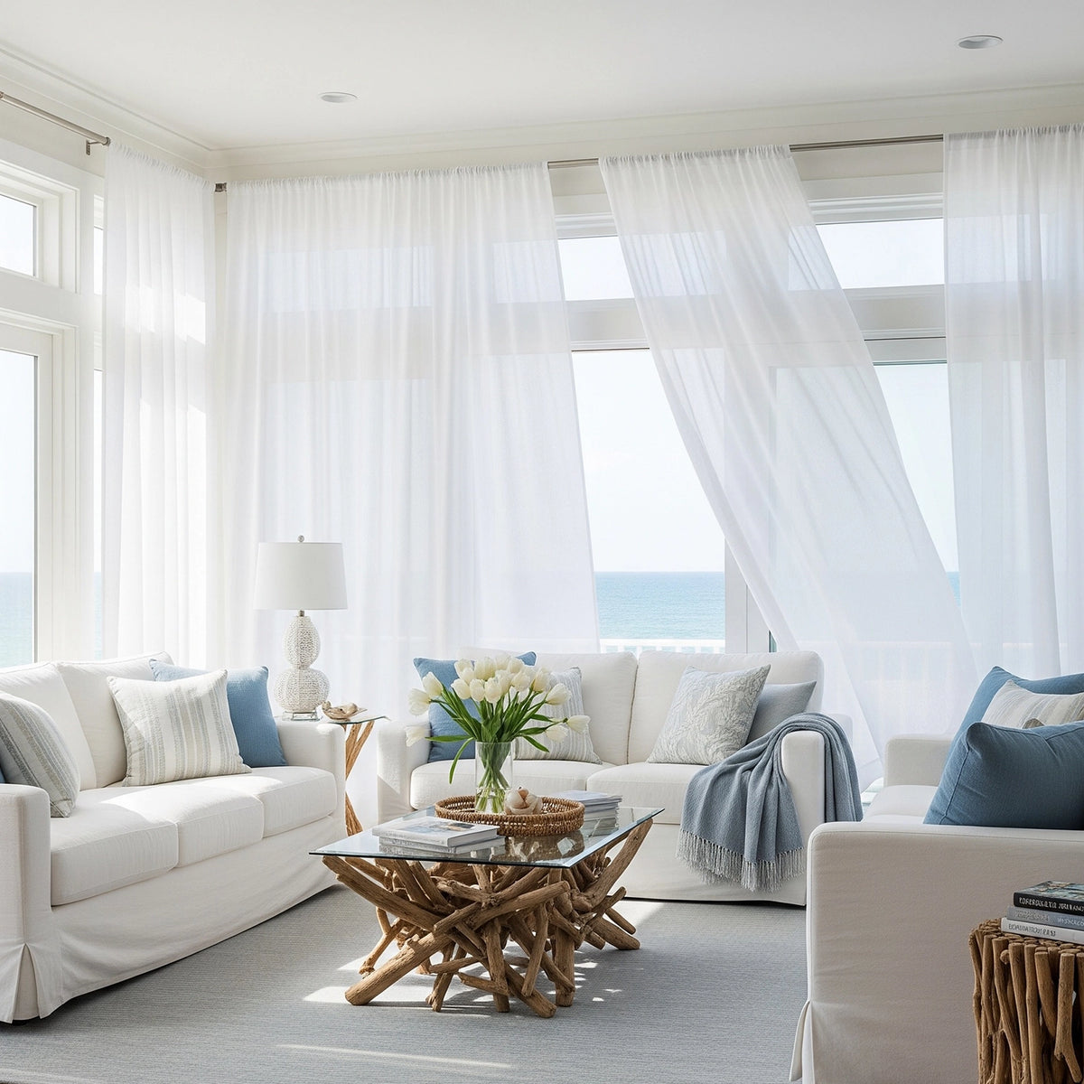 Nina is an elegant translucent curtain suitable for large windows, suitable for living rooms and dining rooms