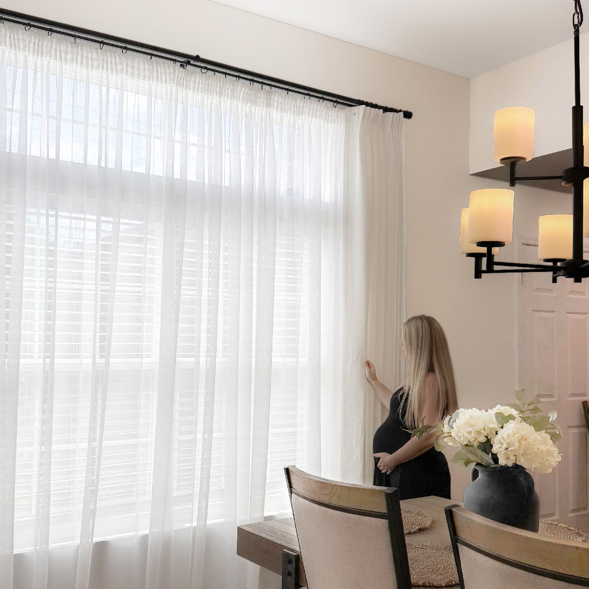 Nina cotton blend drapery, elegant light-filtering design for home windows