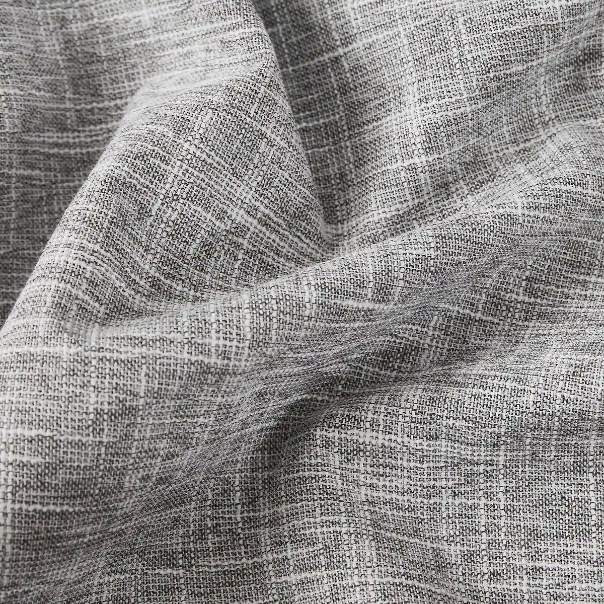 Nolissa Cotton Blend 100% Blackout Crossweave Textured Roman Shades: Image 16956-13_detail_2 highlights the delicate crossweave textured details, thick 100% blackout cotton blend fabric and exquisite craftsmanship of the roman shade.