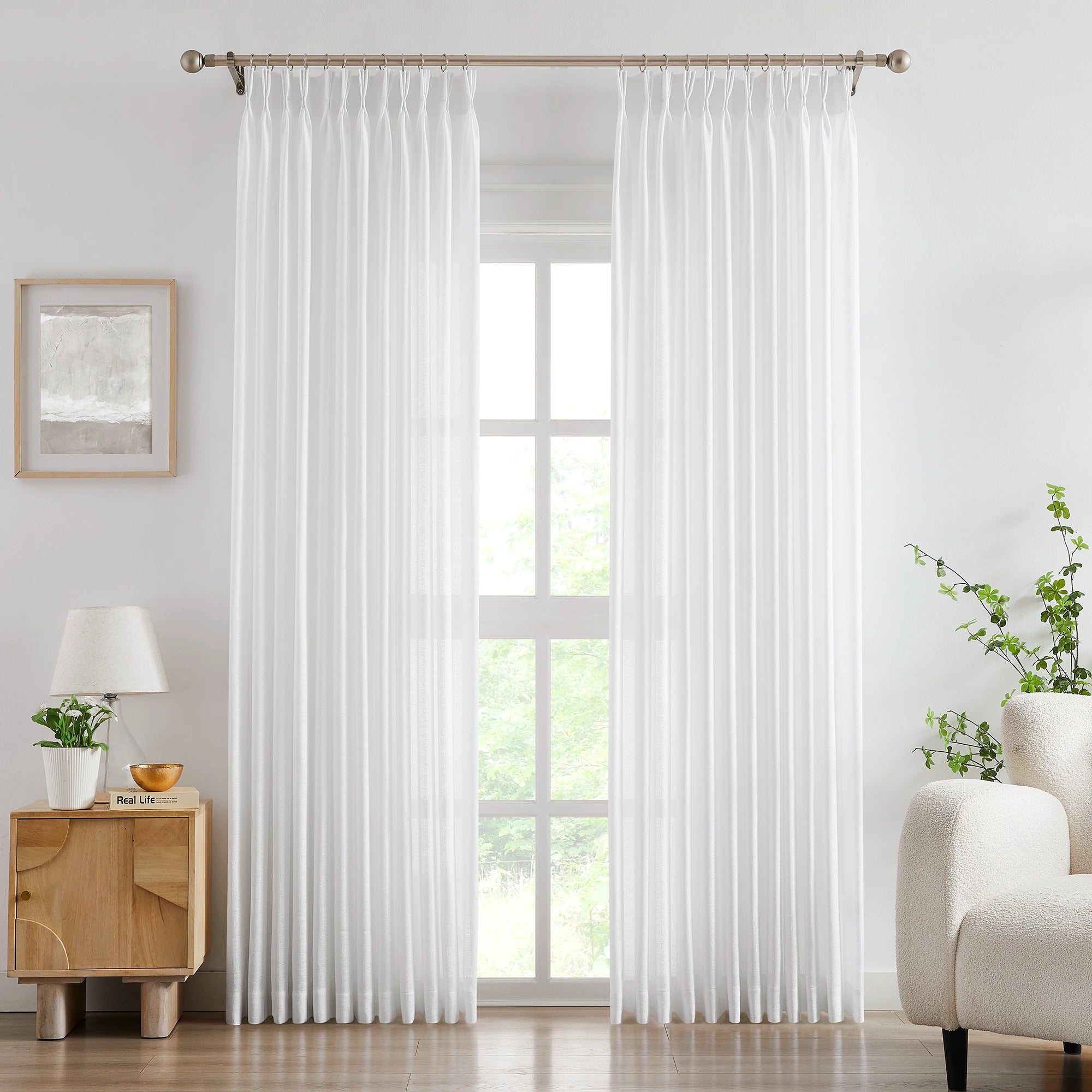 Nova 1 scene 1 semi-sheer elegant drapes for large windows showcasing the curtains in a home interior