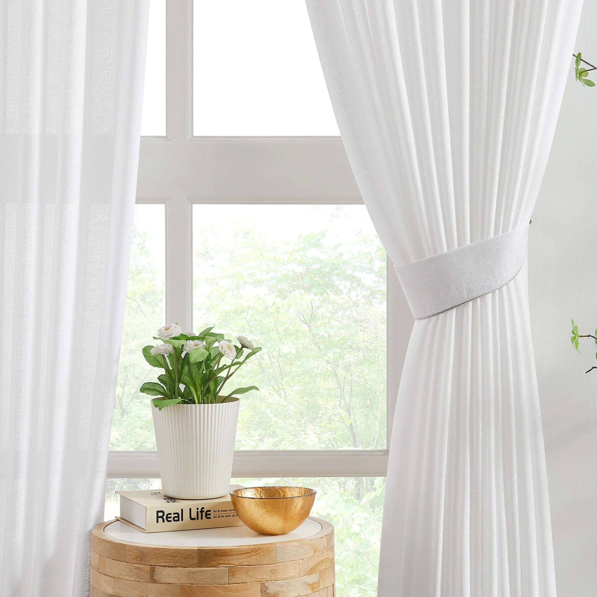 Nova 1 scene 5 semi-sheer elegant drapes for large windows showcasing the curtains in a home interior