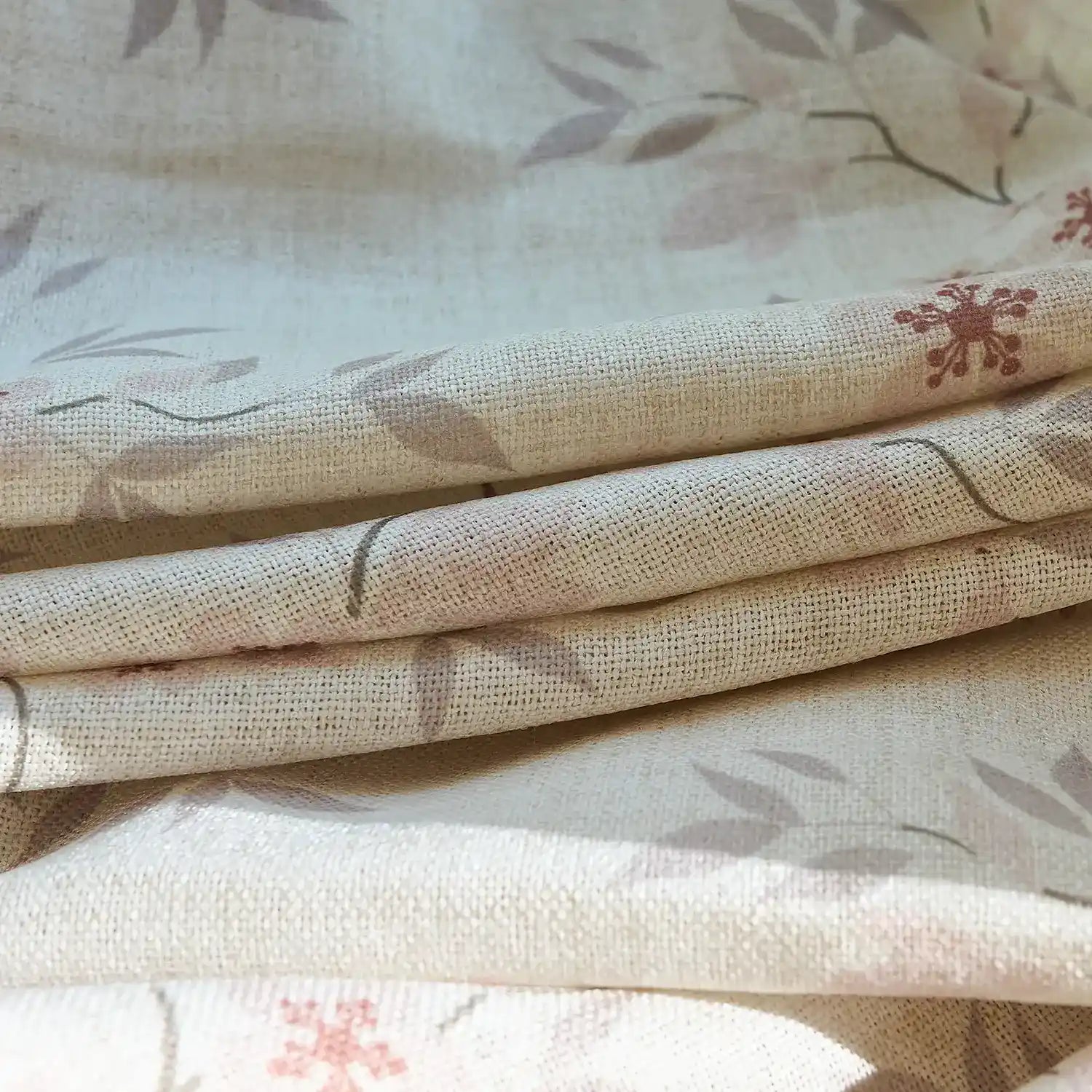 Olivine Peach Blossoms Linen Textured Sheer Curtains