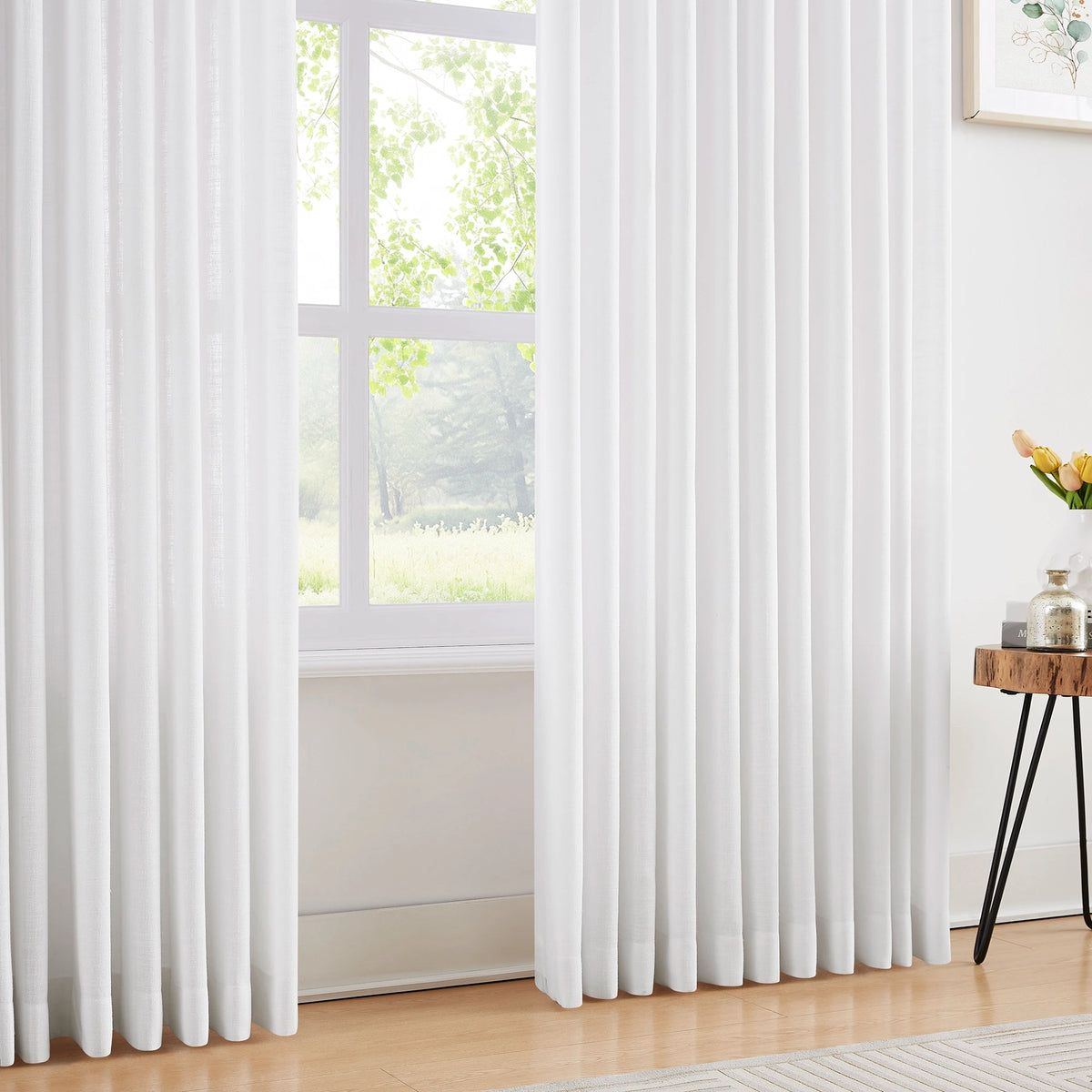 Orinda semi sheer elegant drapes for large windows KLQ2-2 scene 2 showcasing premium curtain fabric and hanging effect in a bright room