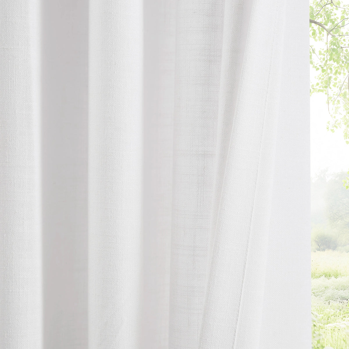 Orinda semi sheer elegant drapes for large windows KLQ2-2 scene 6 displaying the graceful drape and light-filtering effect of the curtains in a modern interior setting