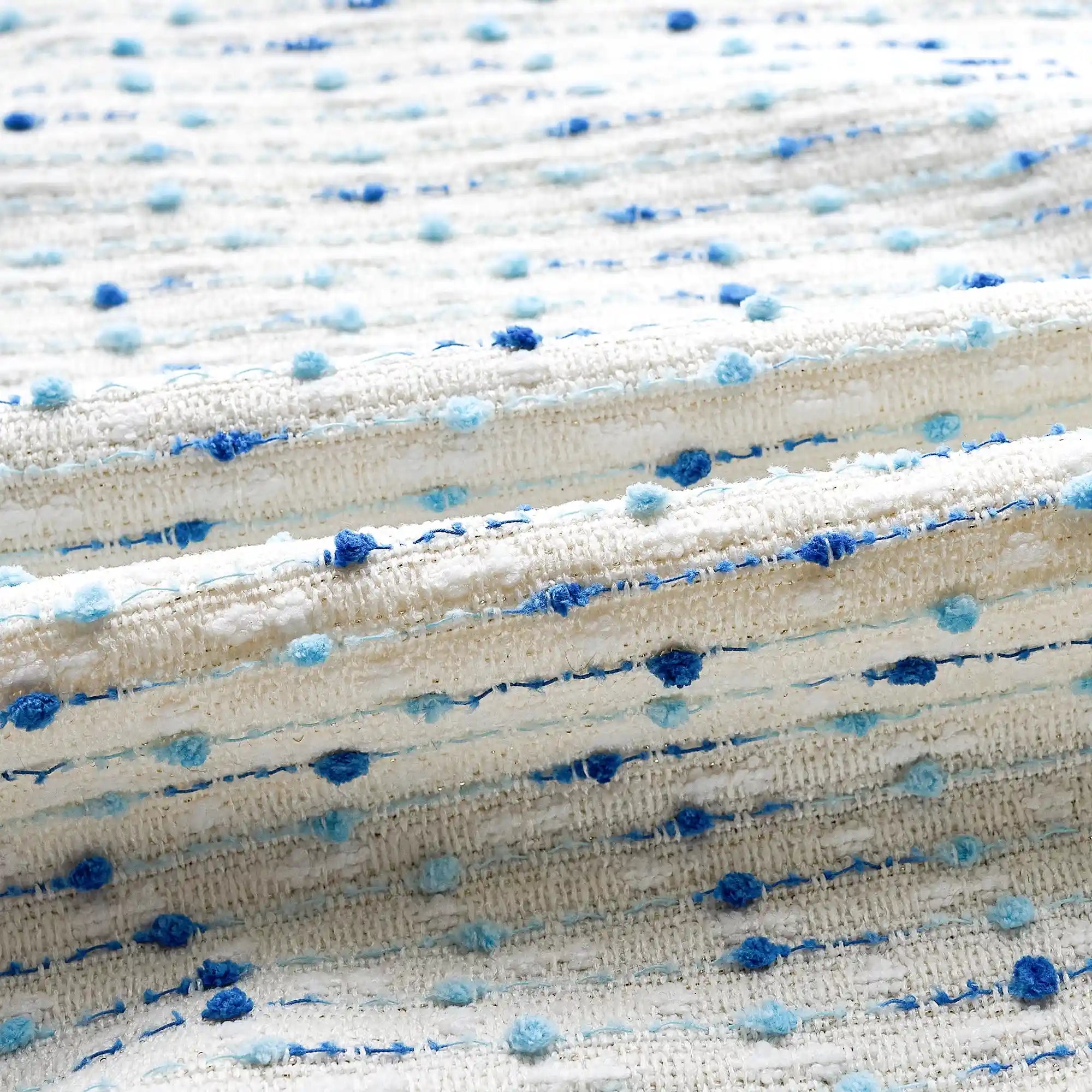 Phaedra Blue Geometric Dot & Line Jacquard Curtains