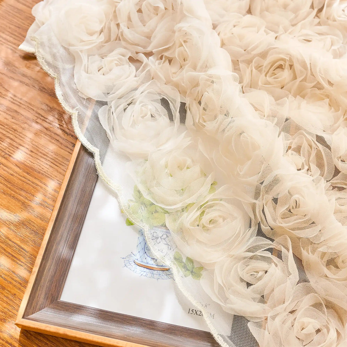 Phaelyn Ivory White Sheer Curtain with Embroidered Roses