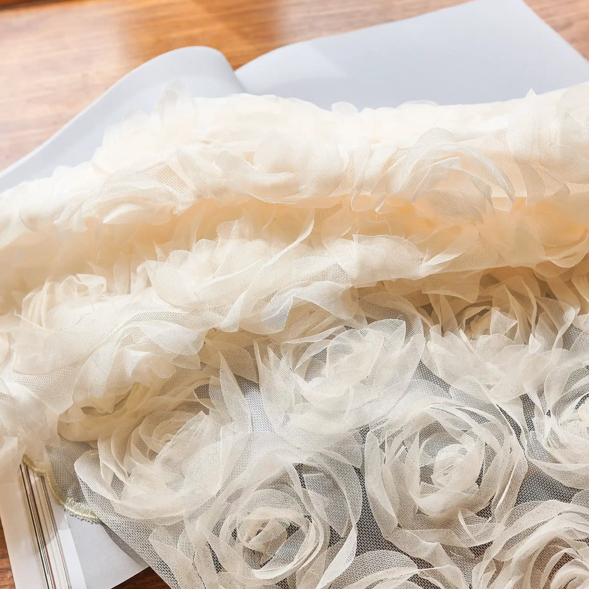 Phaelyn Ivory White Sheer Curtain with Embroidered Roses