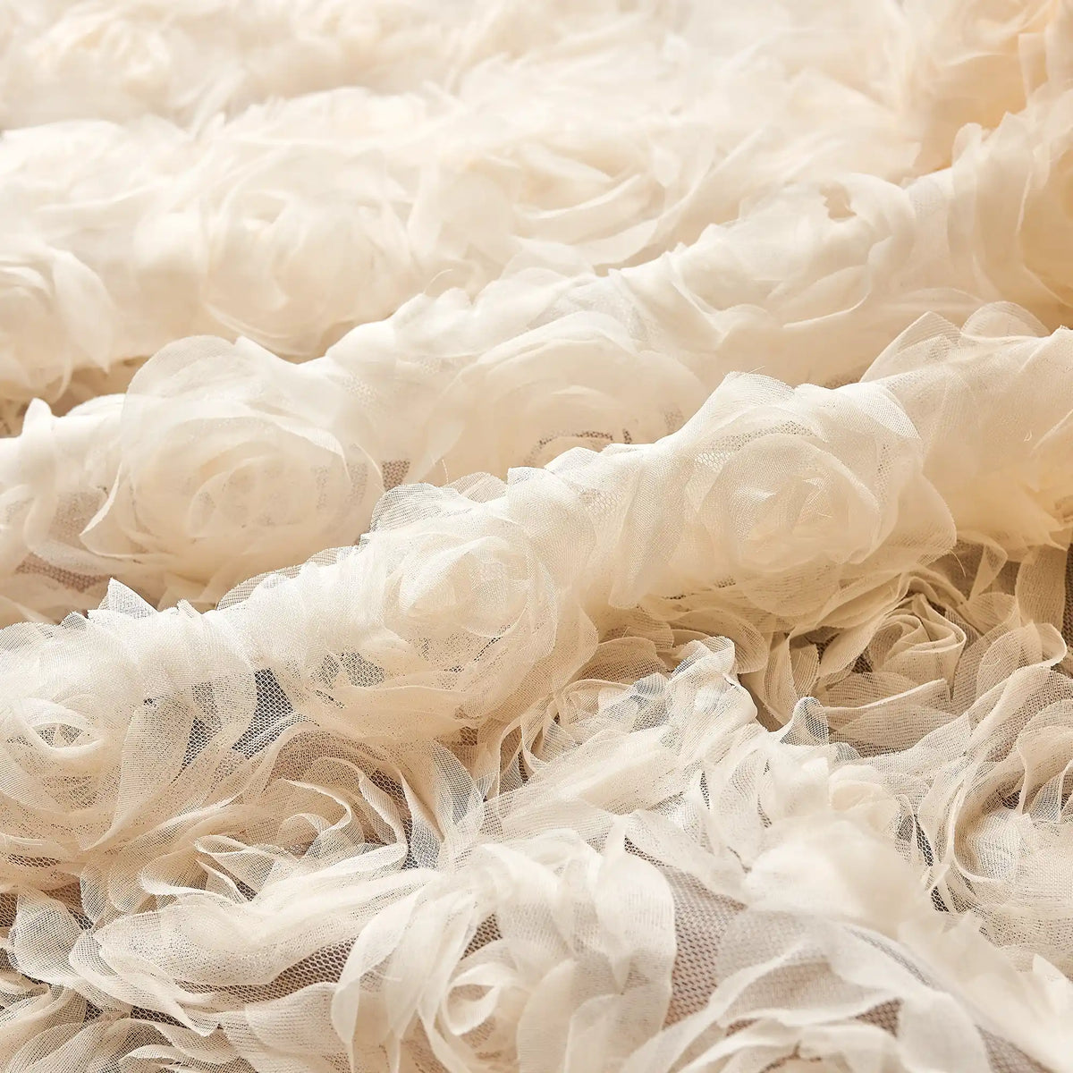 Phaelyn Ivory White Sheer Curtain with Embroidered Roses