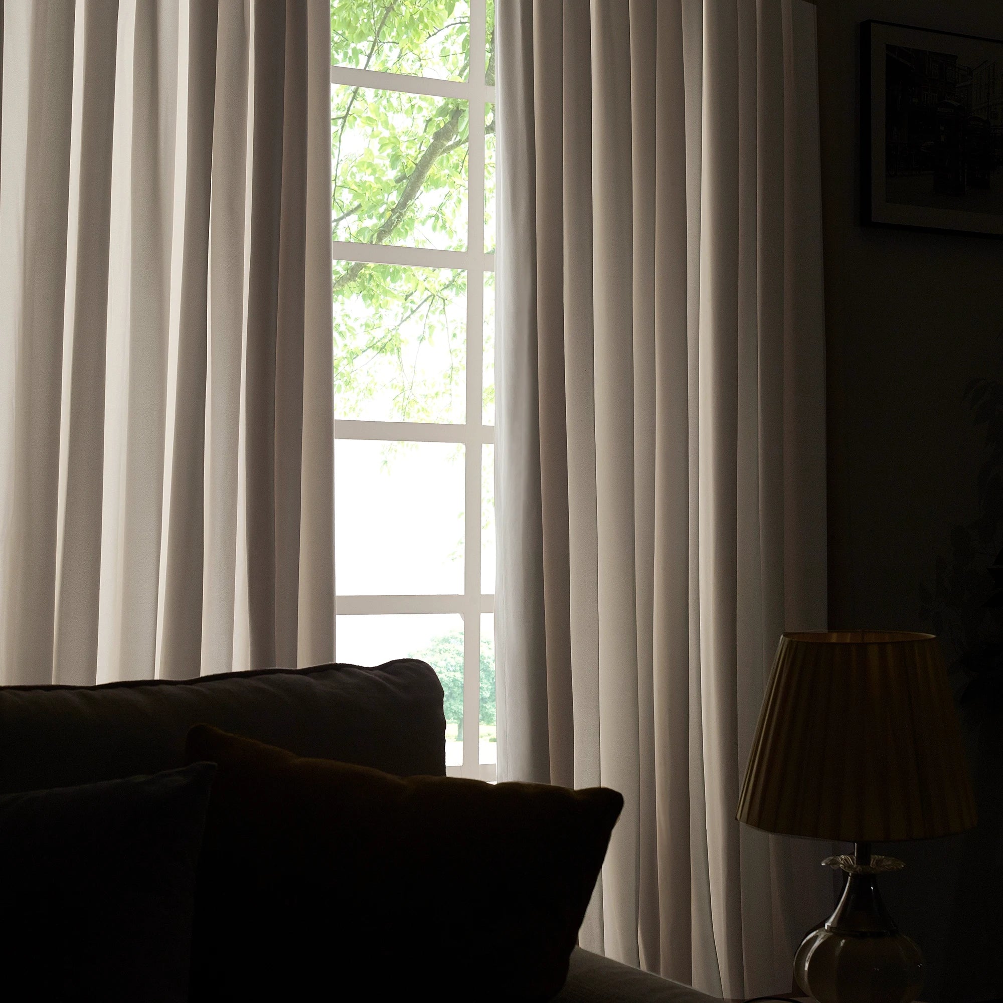 Selene Velvet Curtains for Room Darkening - Luxurious Drapes J803-1_scene_3 presenting elegant velvet drapes in modern home, highlighting full drape, soft texture and great room darkening effect
